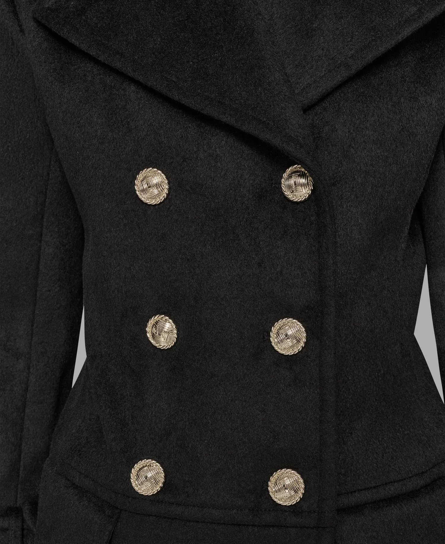 Women's Dropped Waist Peacoat - Black - L
