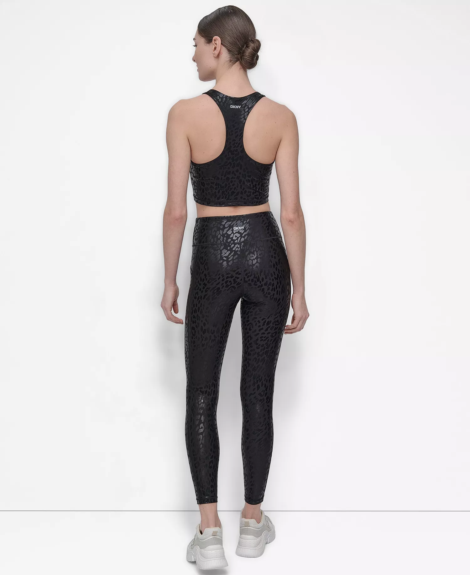 Women's Printed Long Racerback Sports Top - Night Cat Foil - M