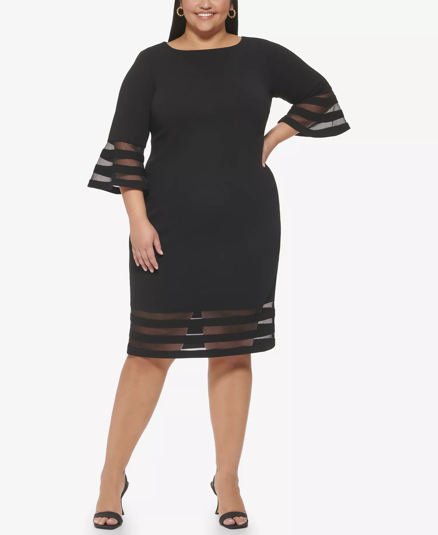 Plus Size Boat Neck Dress - Black - 14W