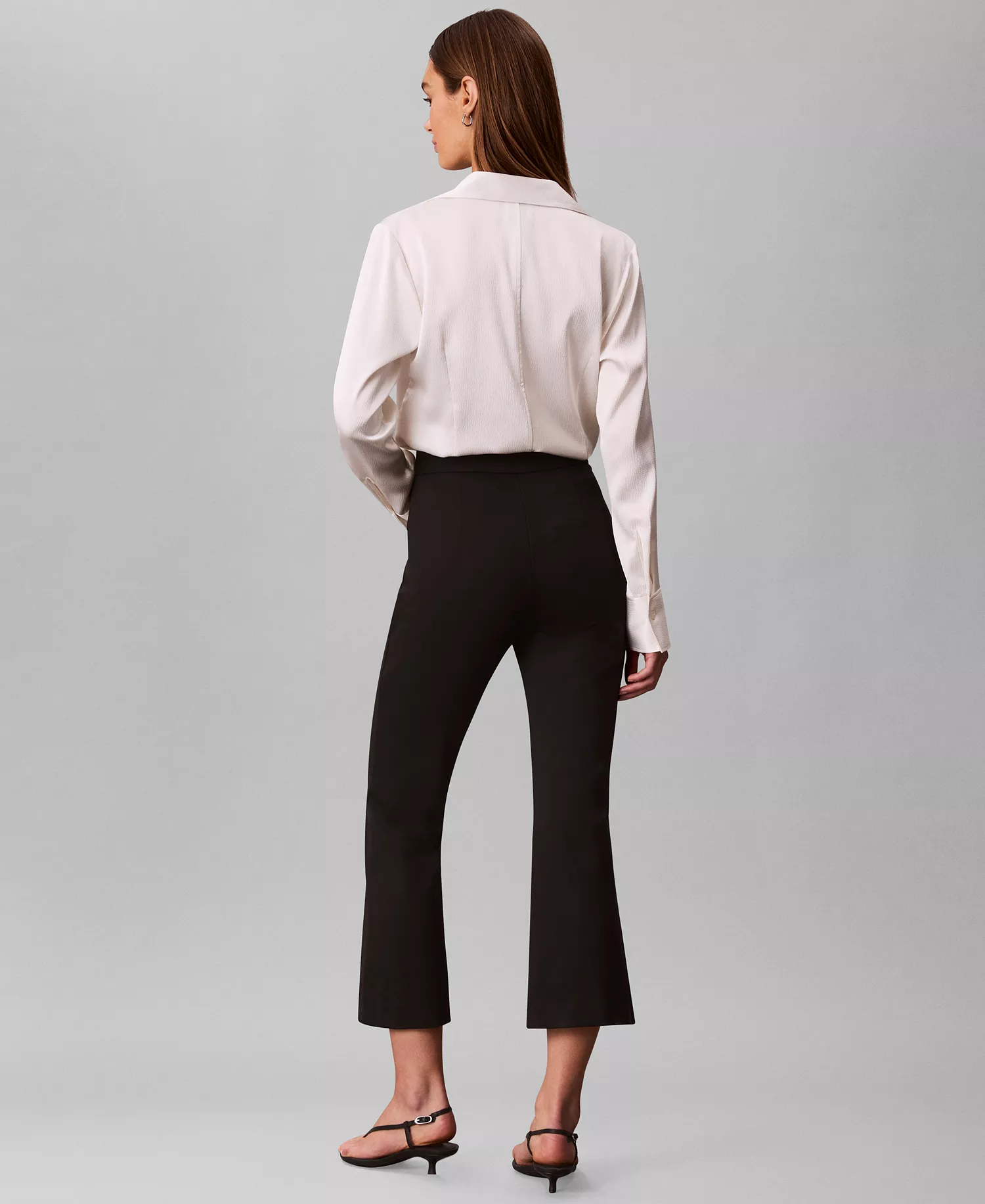 Women's Ponte Crop Flared Pants - Black - 10