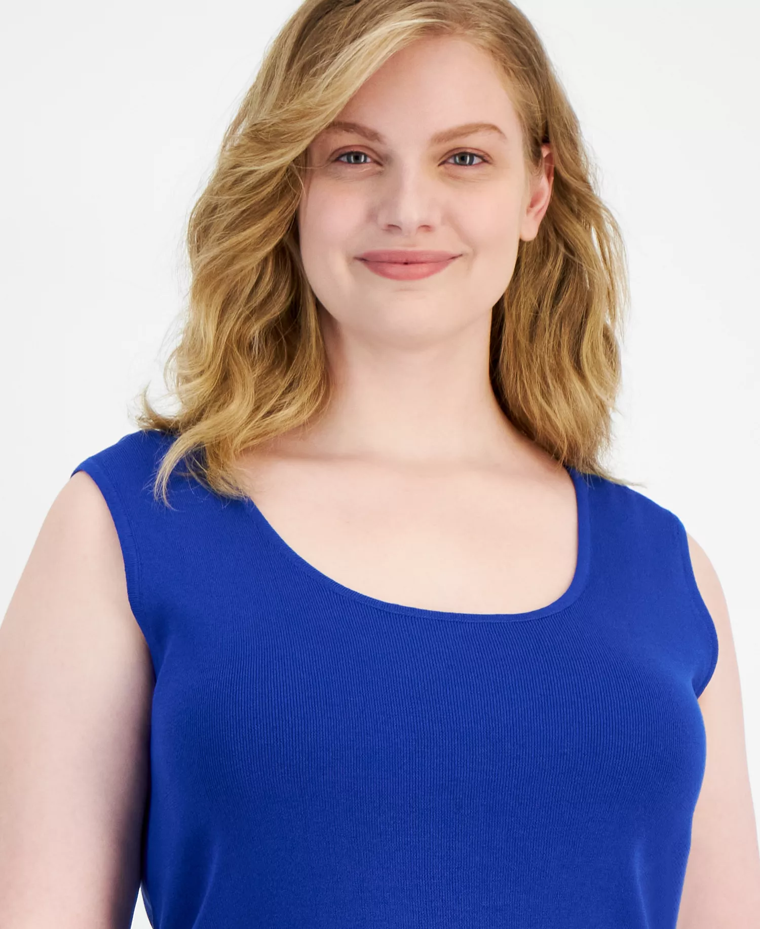Plus Size Scoop Neck Sleeveless Sweater - New Royal - 3X