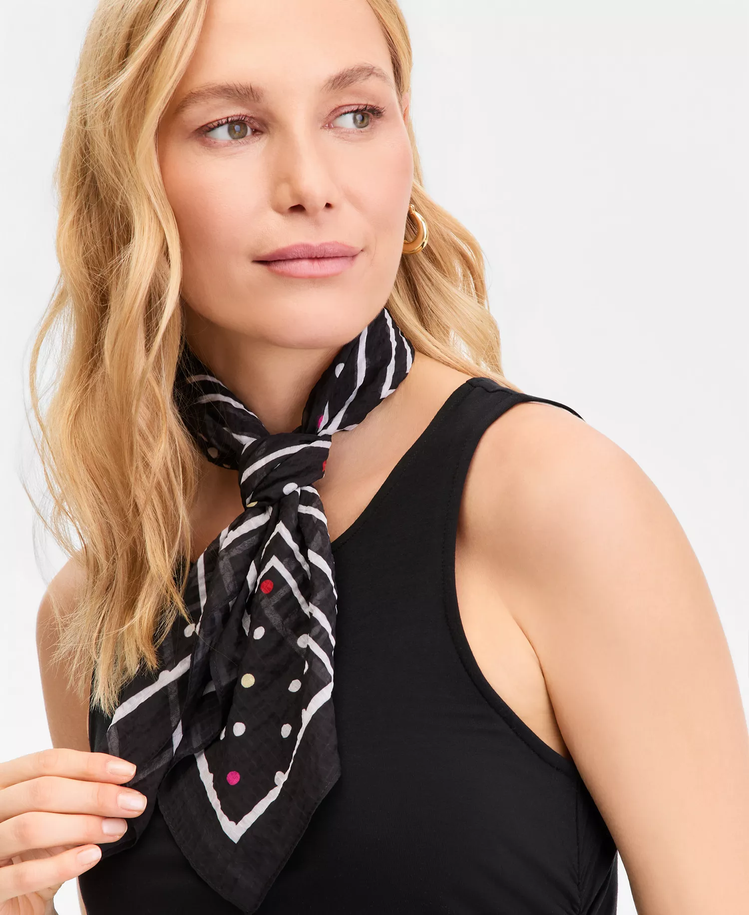 Dot & Stripe Square Bandana, Macy's Exclusive - Black Multi - OS