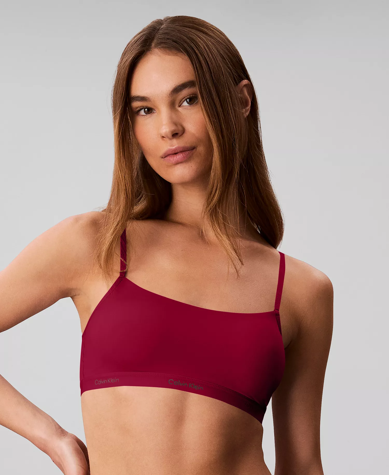 Women's Form To Body Lightly Lined Bralette Bra QF7554 - Beet Red - L