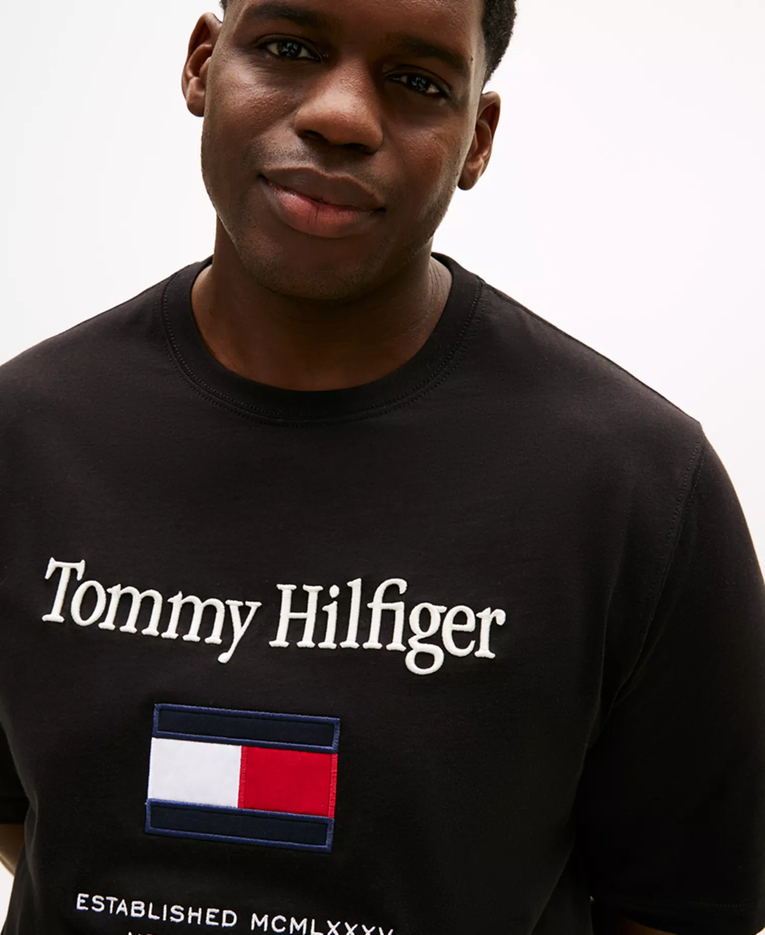 Men's Big & Tall Embroidered Flag T-Shirt - Black - 2XLT