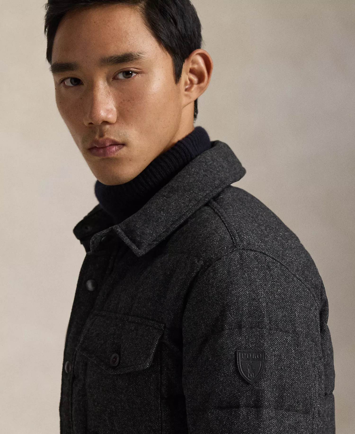 Men's Straight Collar Quilted Down Shirt Jacket - Barclay Heather - 2XL