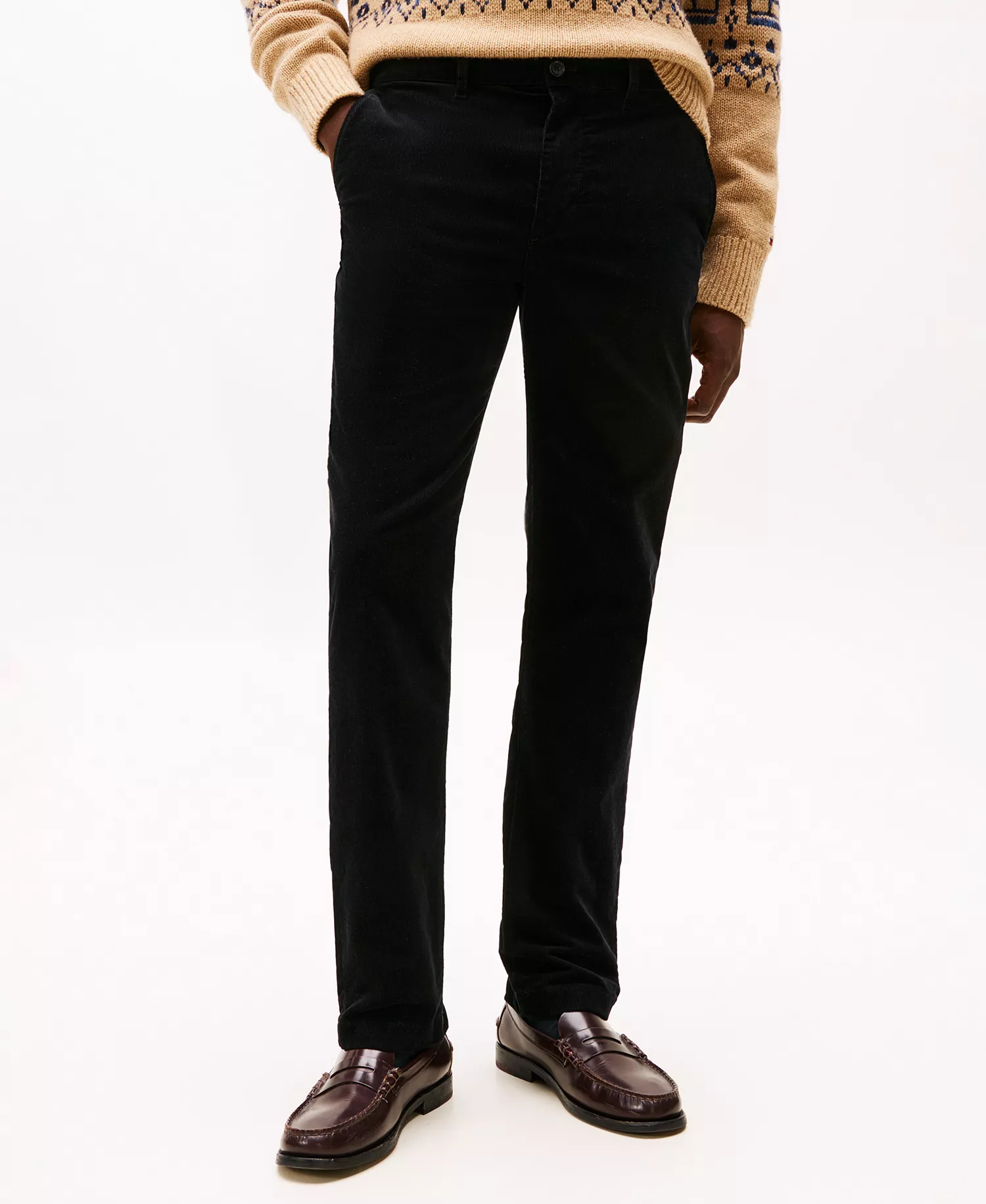 Men's Denton Slim Straight Fit Corduroy Chinos - Black - 30 - 30