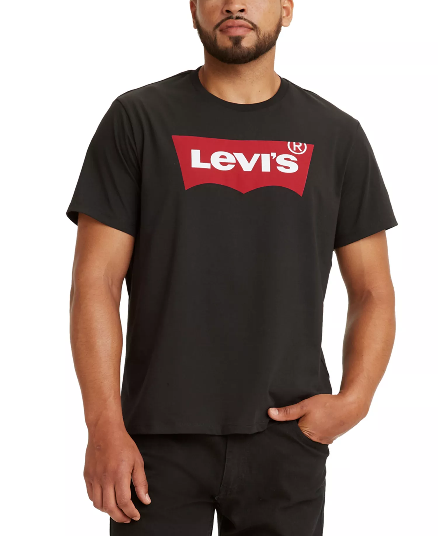 Men's Graphic Logo Batwing Short-Sleeve T-shirt - Black - 2XL