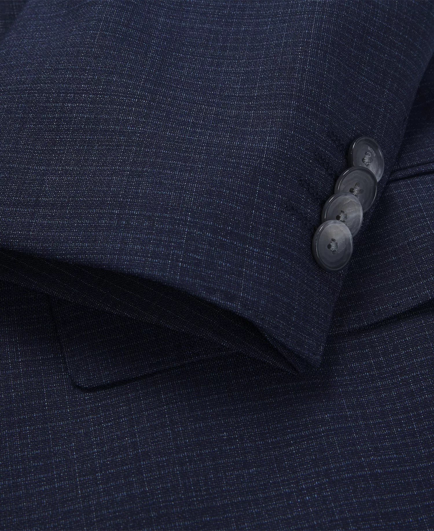 Men's Stretch Wool Regular-Fit Three-Piece Suit - Dark Blue - 38R