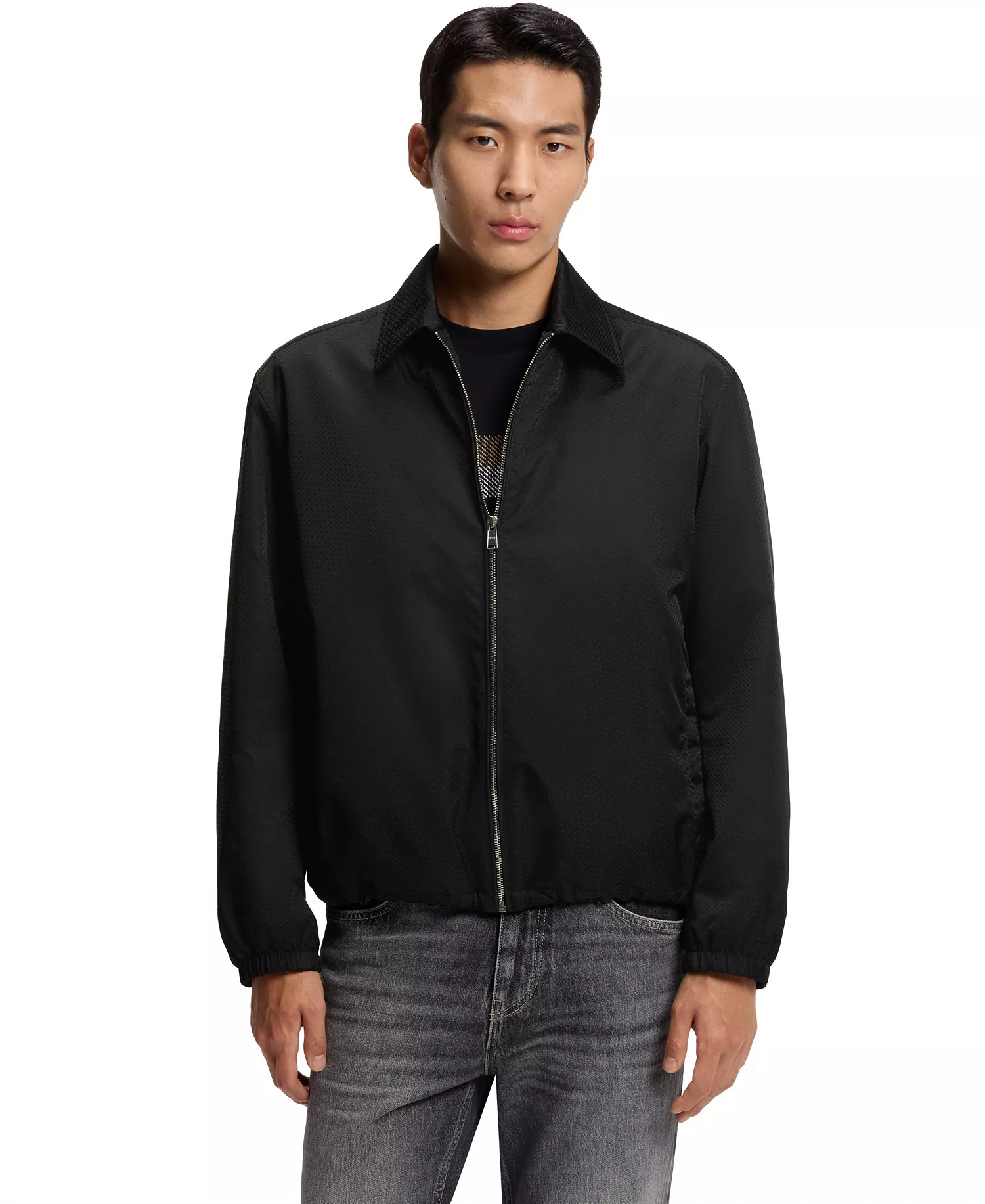 Men's Water-Repellent Monogram Jacket - Black - 36R