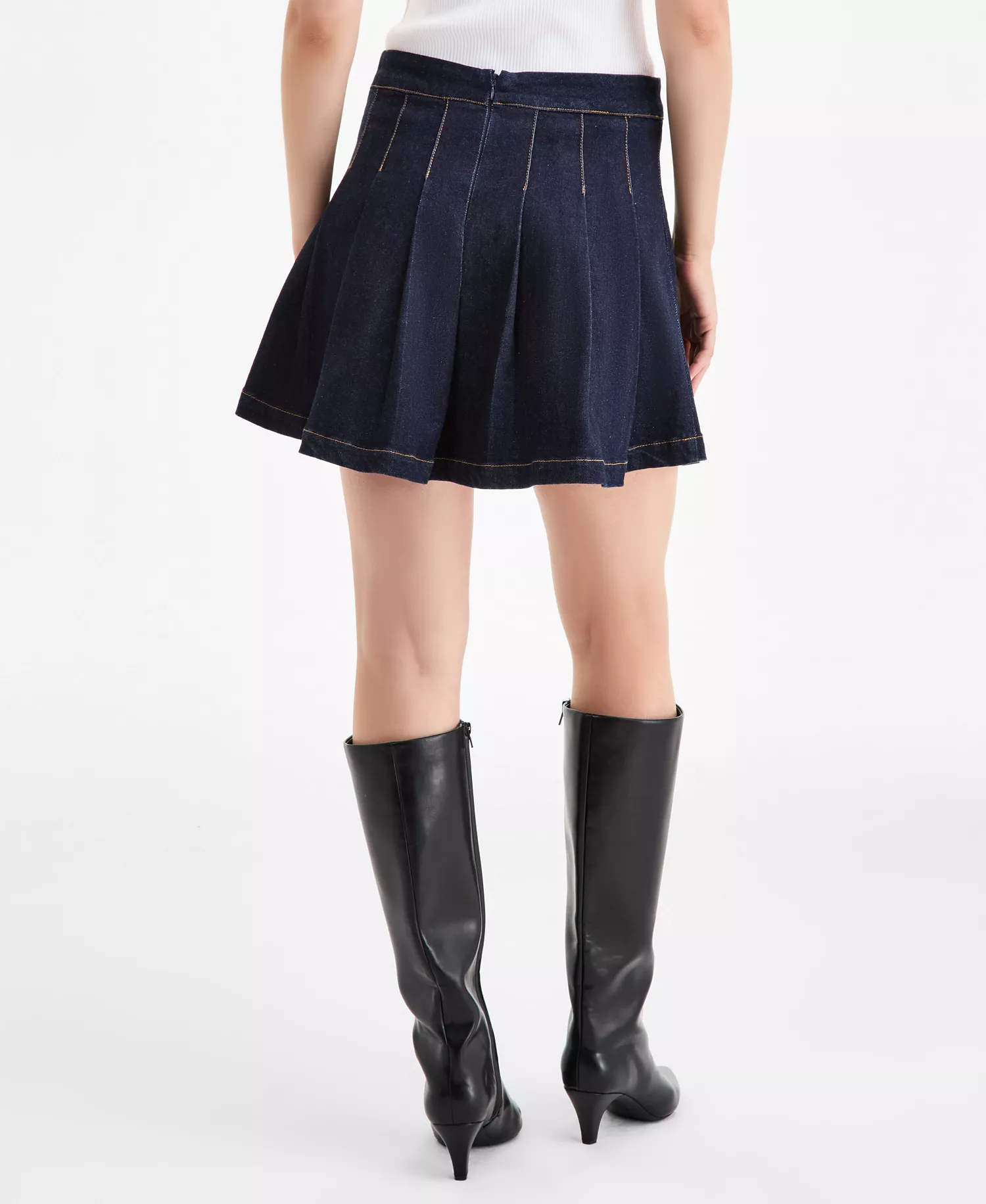 Women's Pleated Denim Mini Skirt, Macy's Exclusive - Dark Wash - XXS