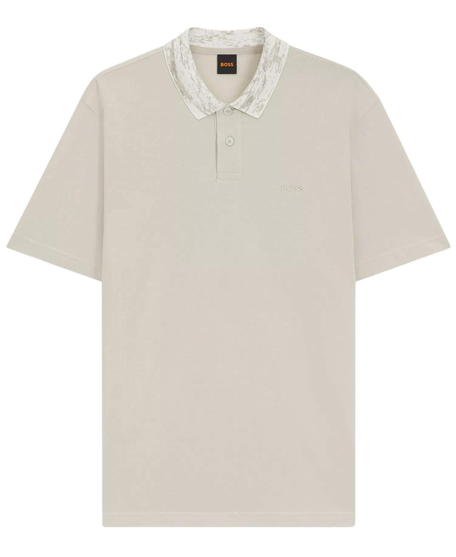 Men's Relaxed-Fit Cotton-Pique with Collar Artwork Polo Shirt - Open Beige - L