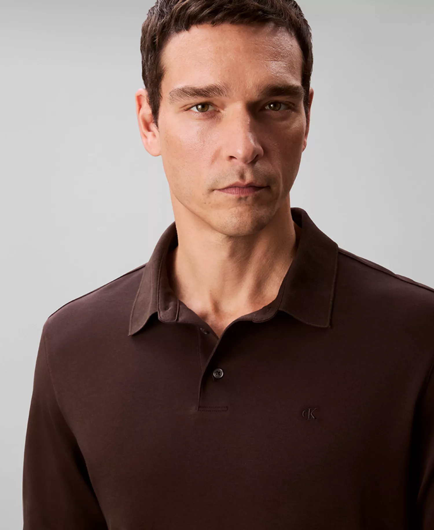 Supima Cotton Long Sleeve Polo Shirt - Chocolate Torte - 2XL