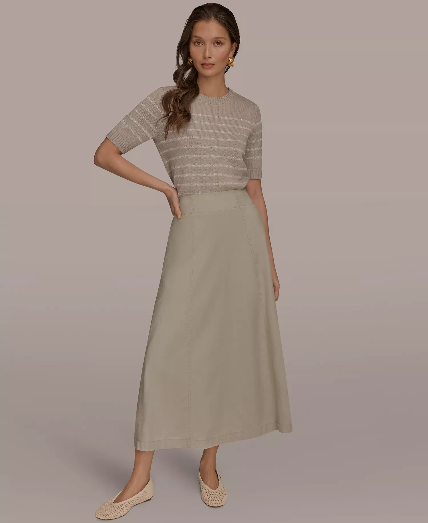 Women's Tencel Linen Panel Skirt - Tuscan Grey - 10