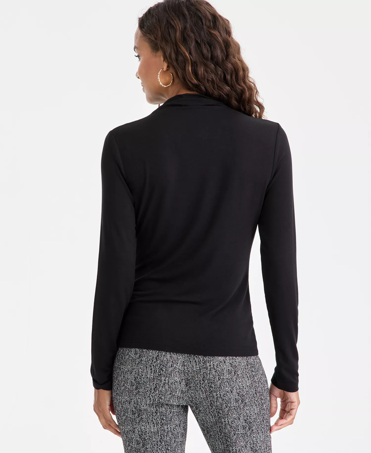 Petite Mock-Neck Top, Macy's Exclusive - Deep Black - P/L