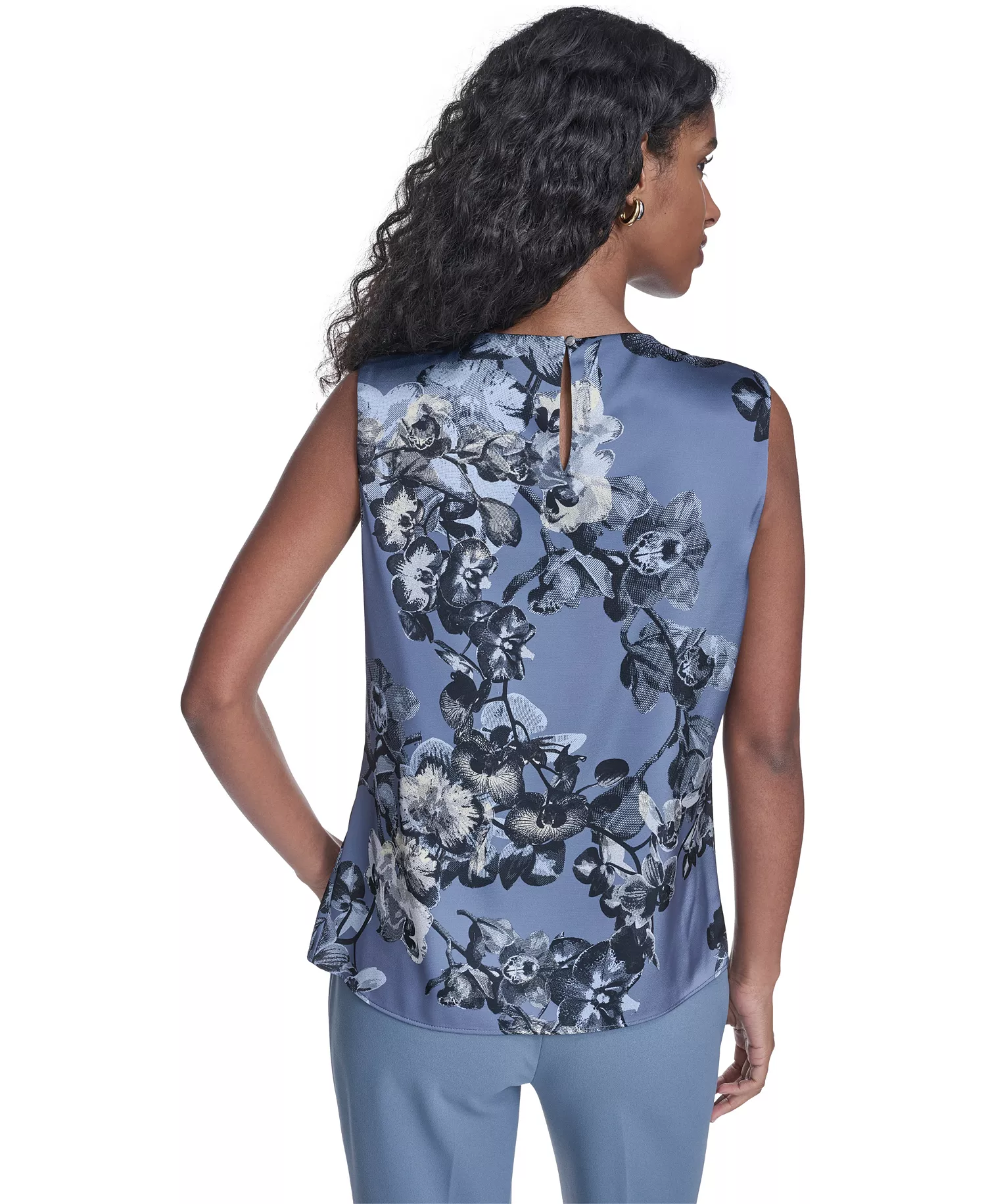 Petite Sleeveless High Neck Top - Flint/Black Multi - P/L