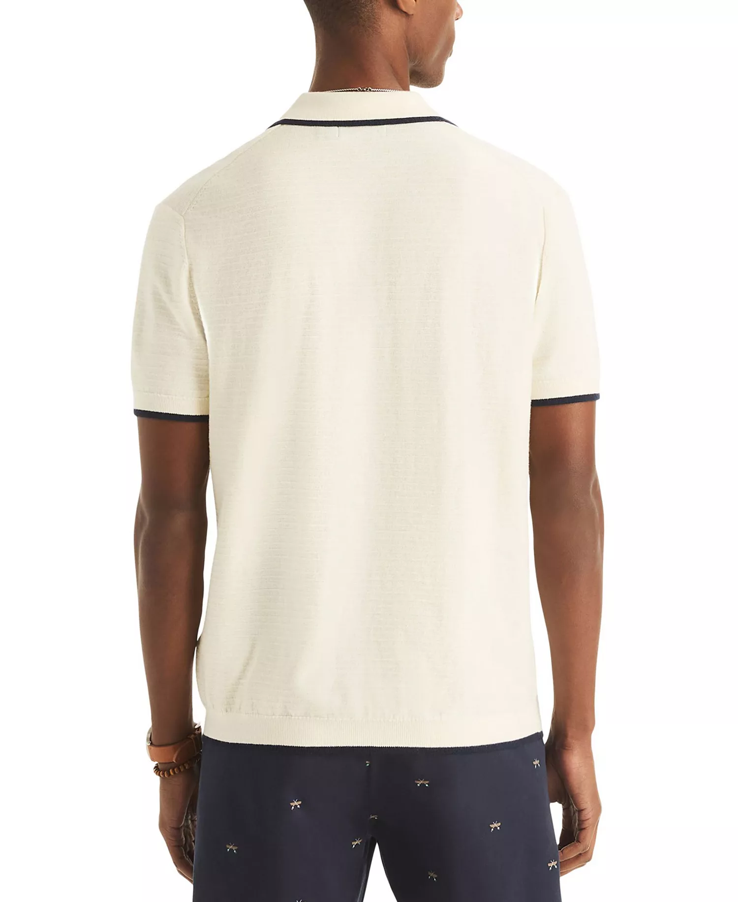 Men's Textured Short-Sleeve Polo Shirt - Almond - L