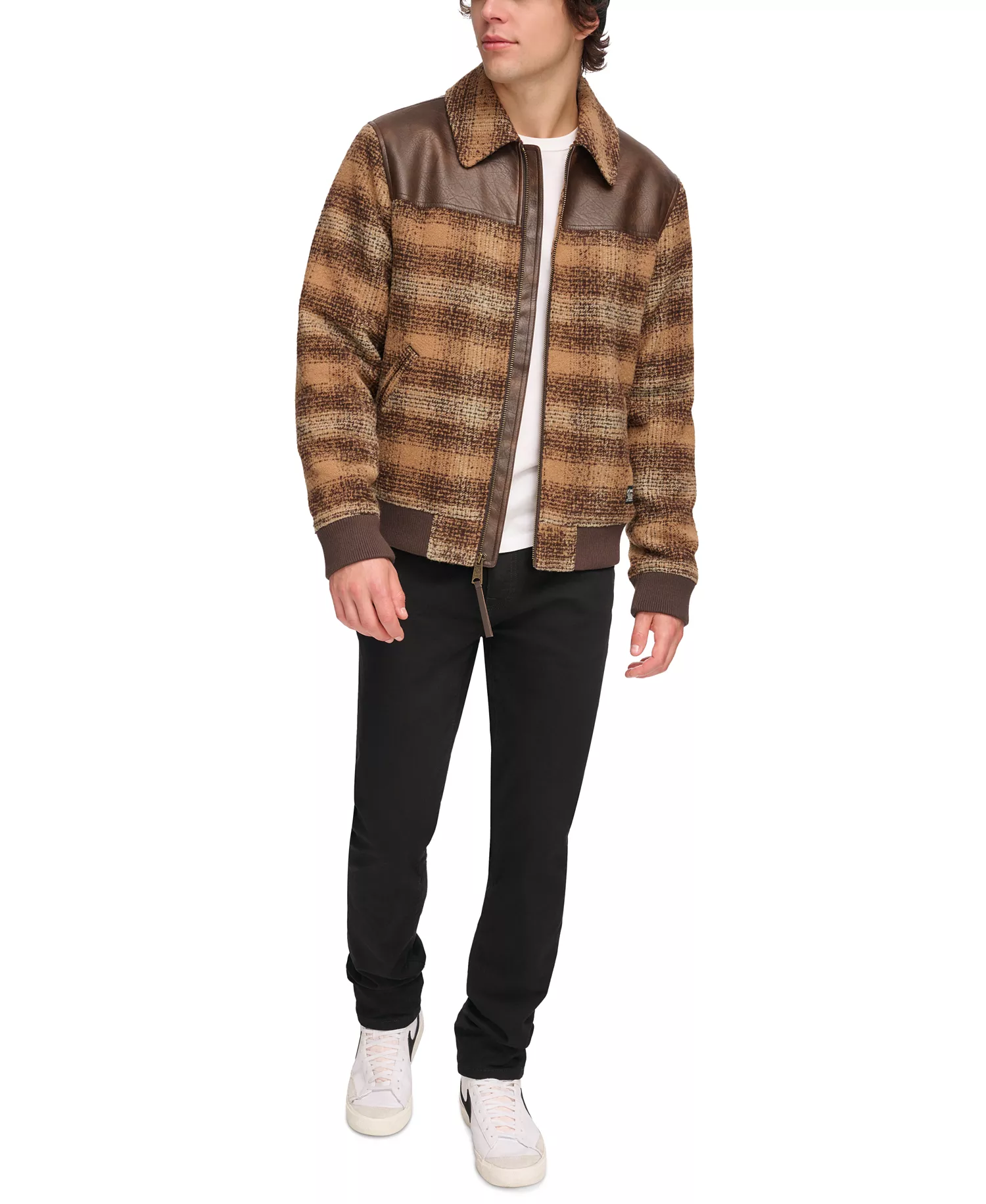 Men's Plaid Bomber Jacket - Brown Multi - 2XL