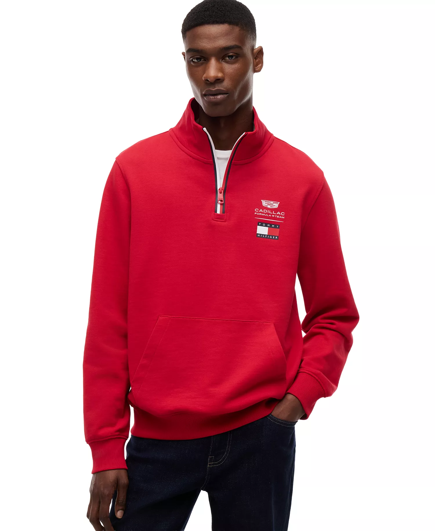 x Cadillac F1® Men's Logo Quarter-Zip Sweatshirt - Red - L