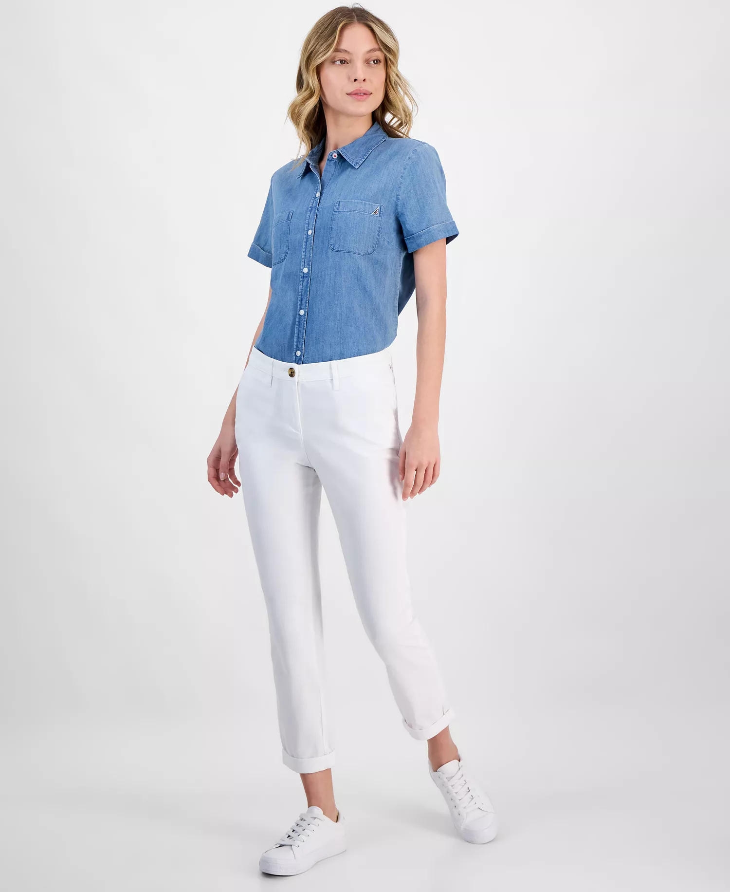 Jeans Women's Montauk Solid Cuffed Chino Pants - Bright White - 10