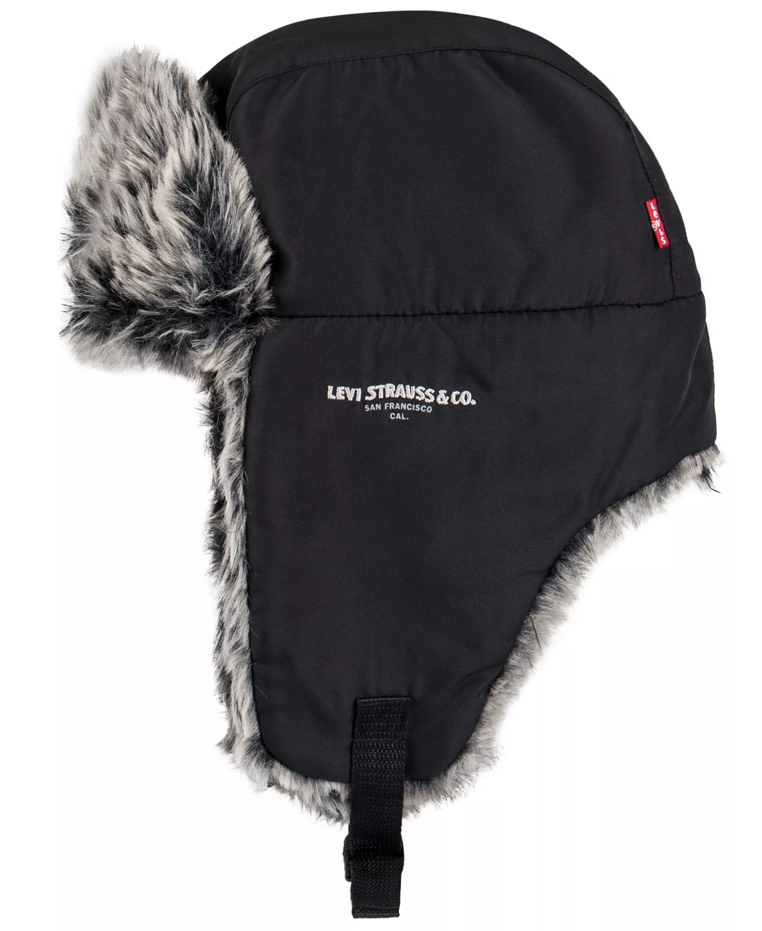 Men's Logo Detail Trapper Hat - Black - S/M