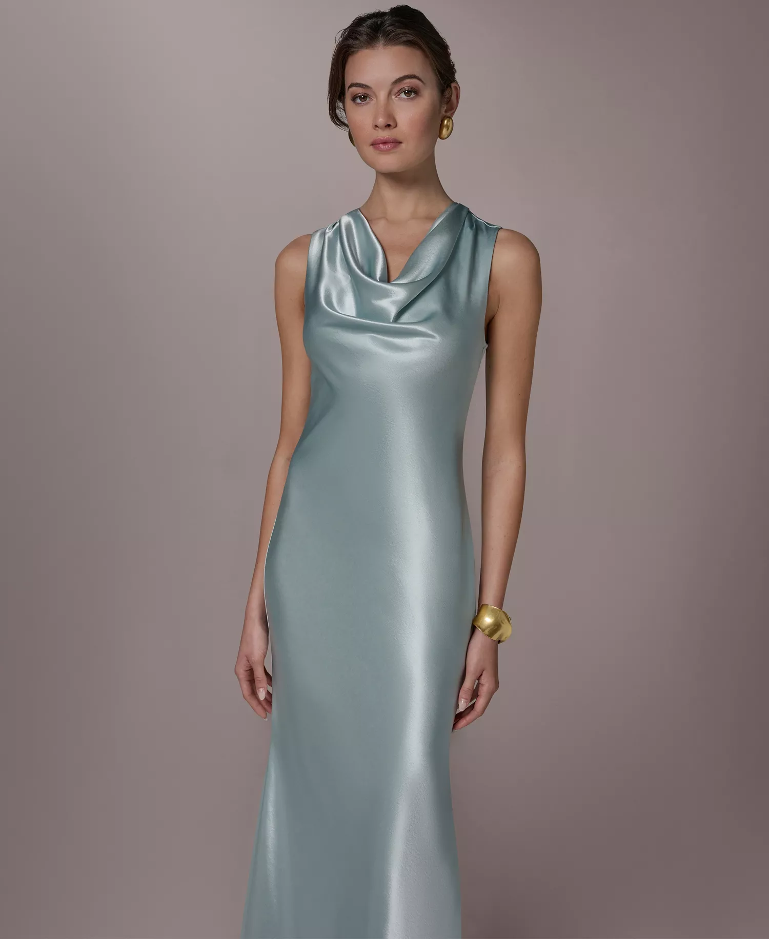 Women's Cowl Neck Ball Gown - Dark mist - 10
