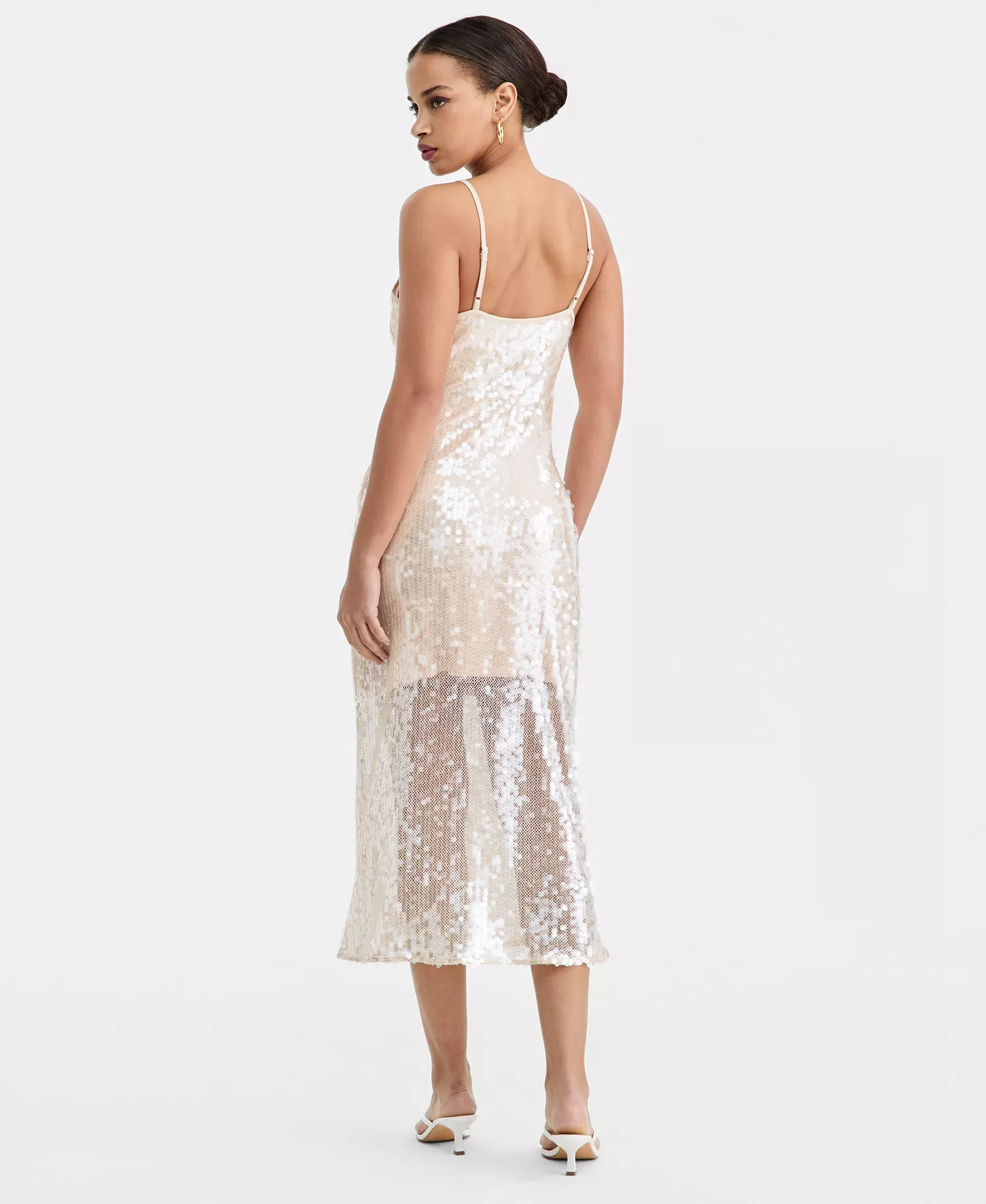 Women's Sequin Bodycon Midi Dress, Macy's Exclusive - Nude - L