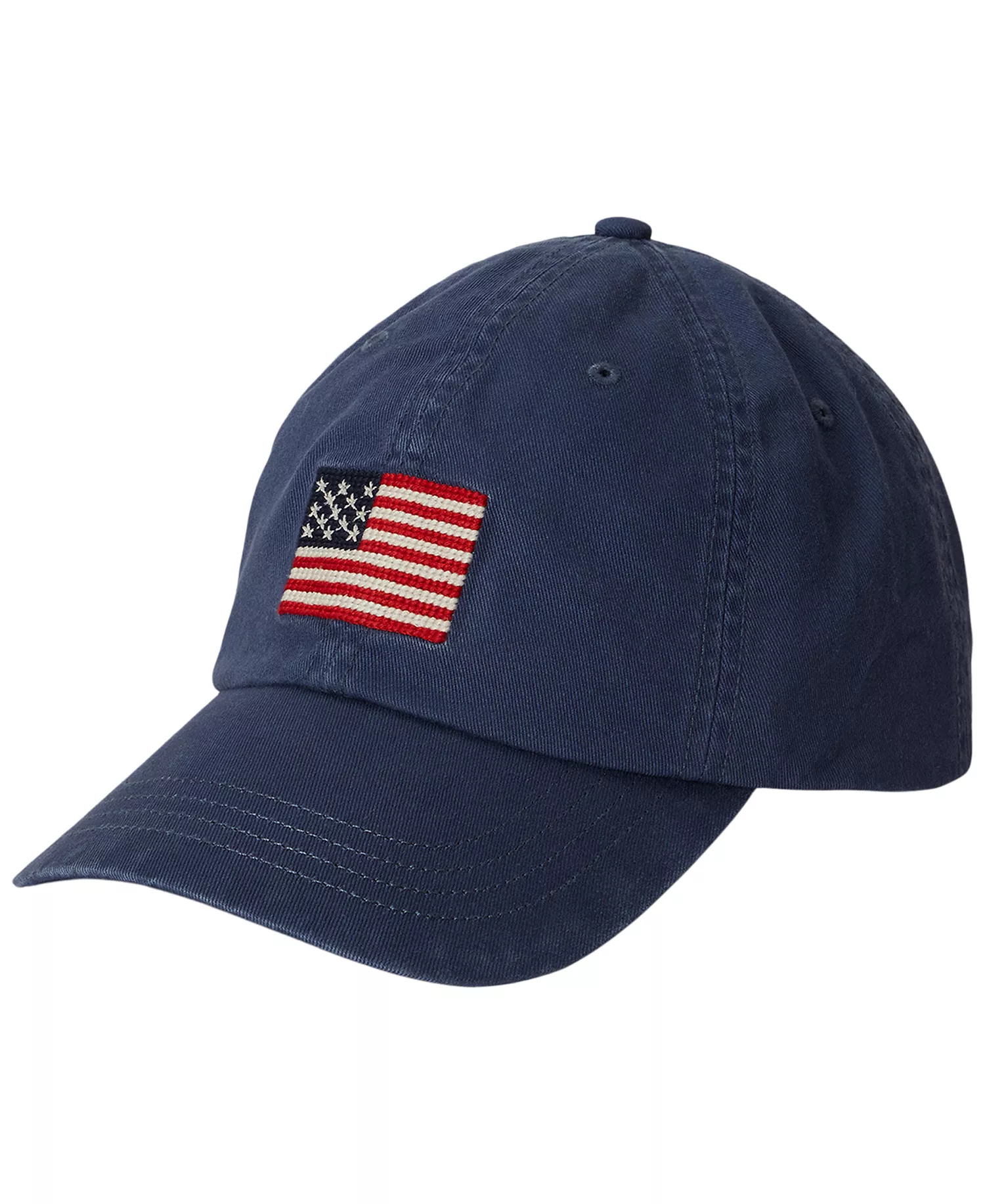 Flag-Embroidered Twill Ball Cap - Light Navy - ONE SIZE