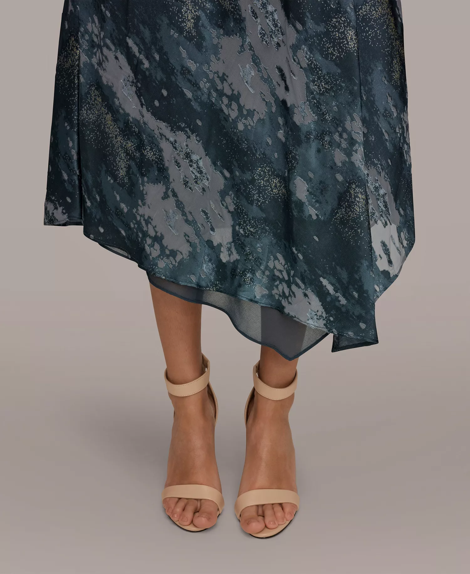 Women's Sleeveless High Neck Midi Dress - Blue Combo/Gold - 10