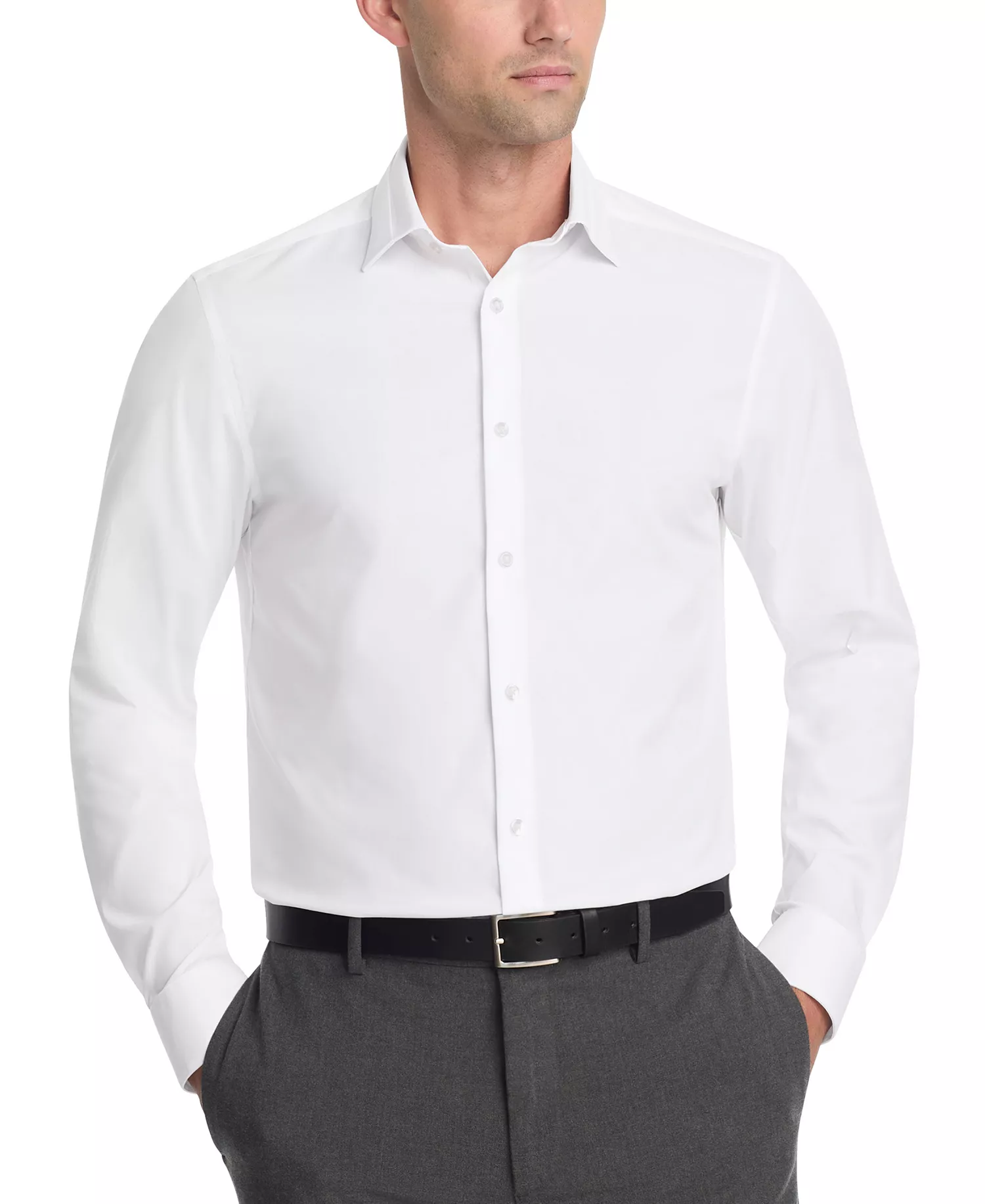 Calvin Klein Men's Wrinkle-free Slim Fit Dress Shirt - White - 14.5 32/33