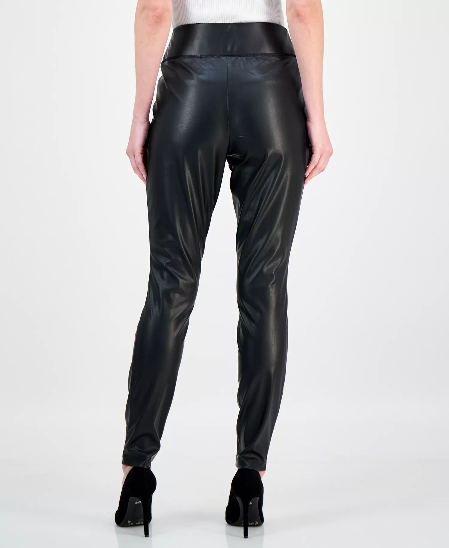 Women's Faux-Leather Leggings, Created for Macy's  - Deep Black - 0