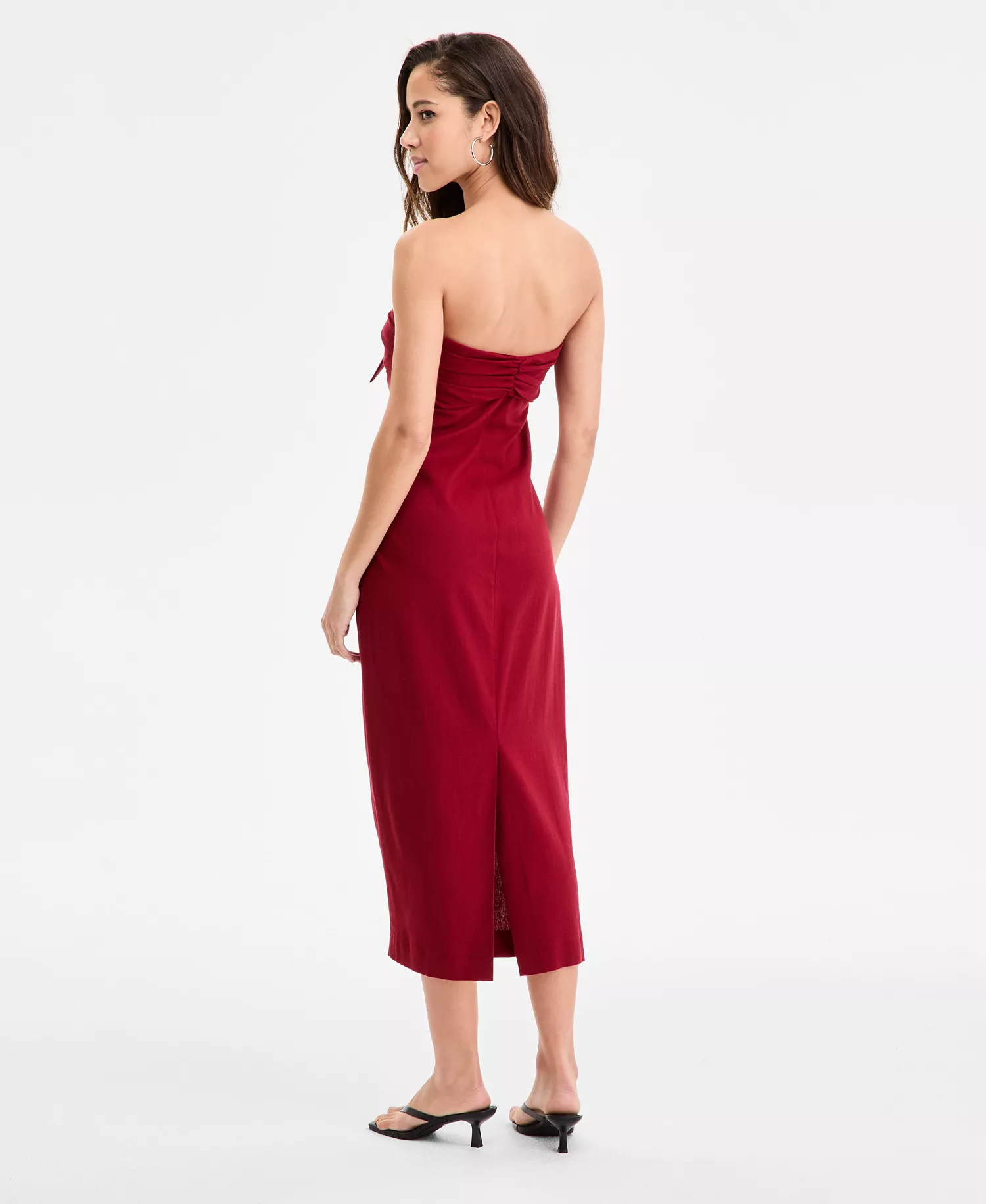 Women's Tie-Front Midi Dress, Exclusively at Macy's - Carmine Red - XXS