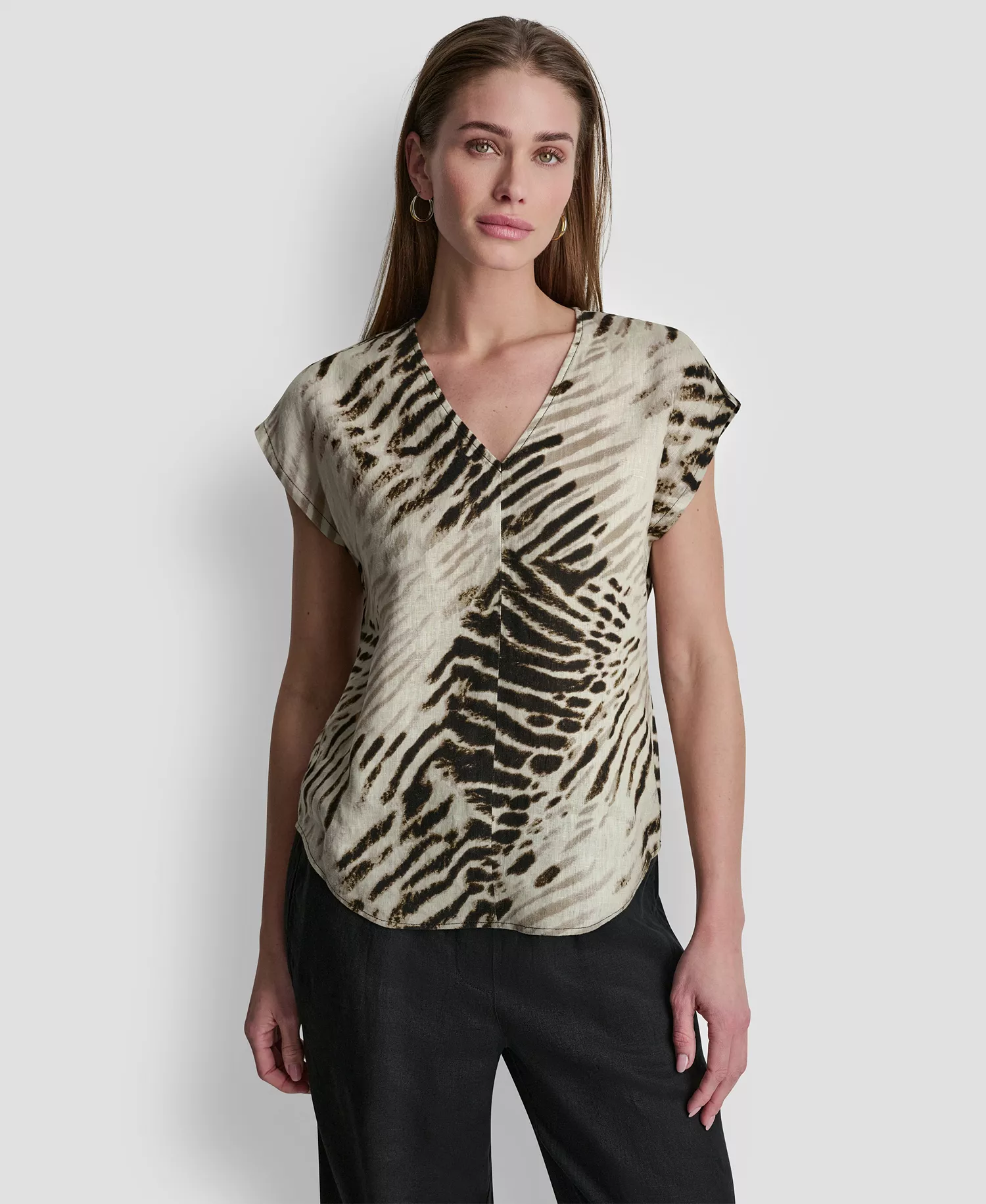 Women's Linen V-Neck Sleeveless Top - Brushed Sandbed - L