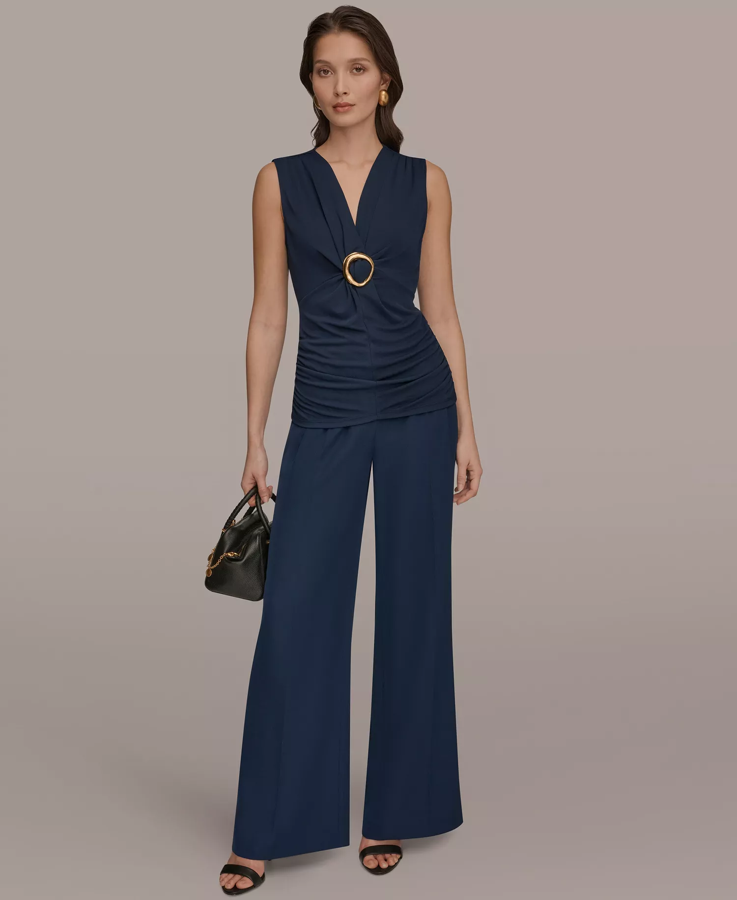 Women's Deep V-Neck Knit Top - Nightfall - L