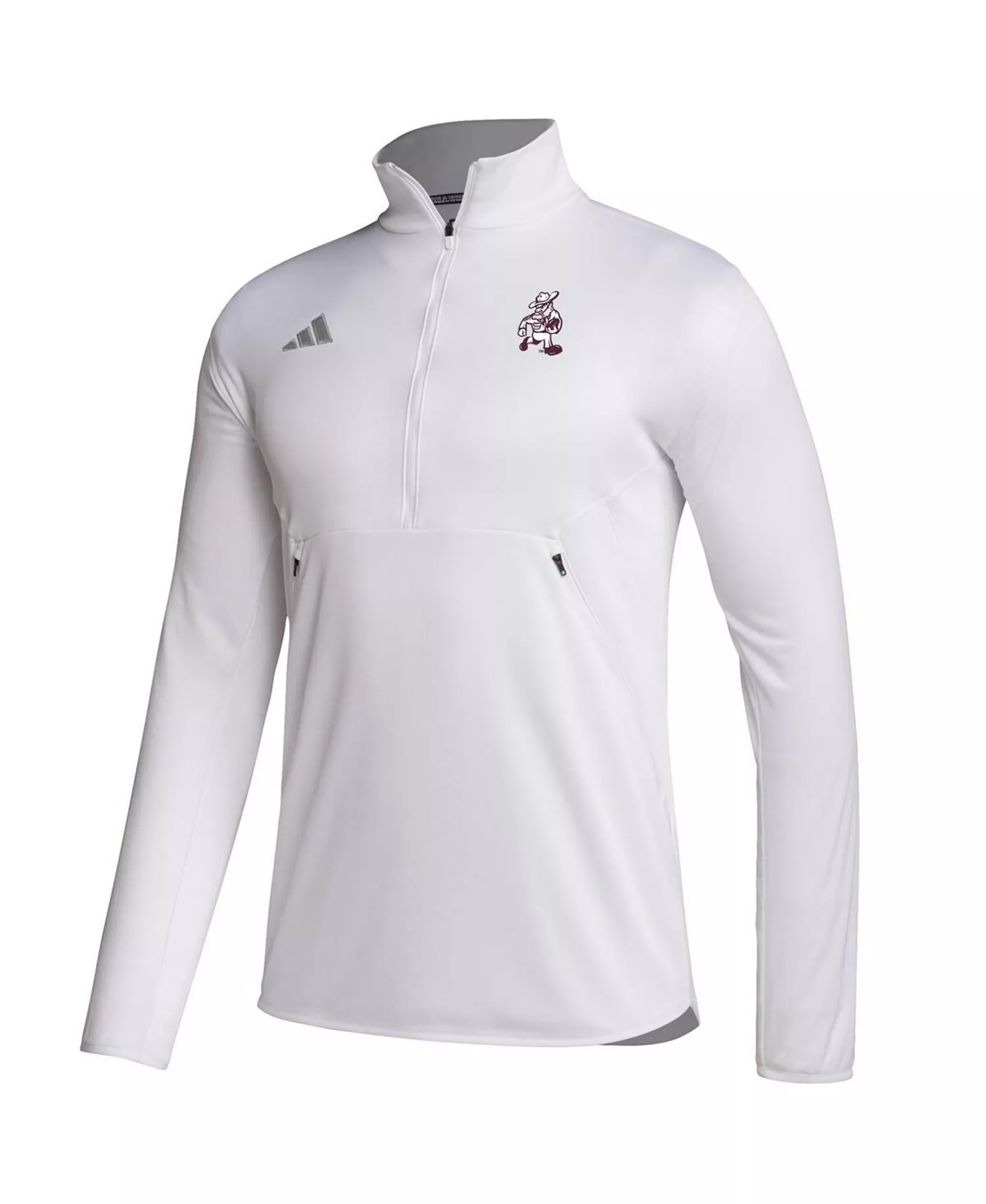 Men's White Texas A M Aggies Ol' Sarge Sideline Knit Quarter-Zip Pullover Top - White - 2XL