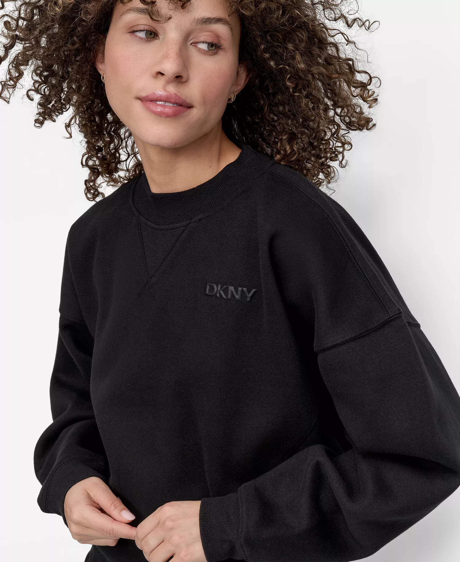 Women's Crew Neck Long Sleeve Sweatshirt - Black - L