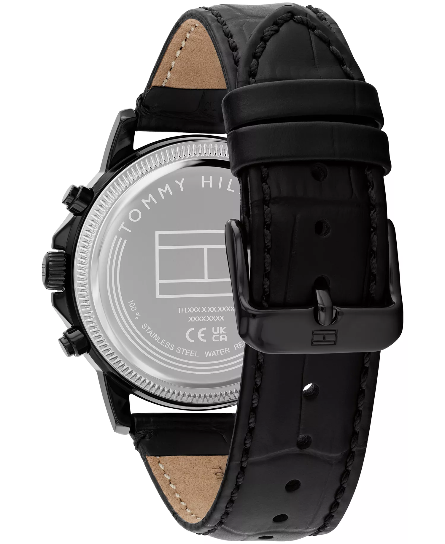 Men's Multifunction Black Leather Strap Watch, 40mm - Black - No Size