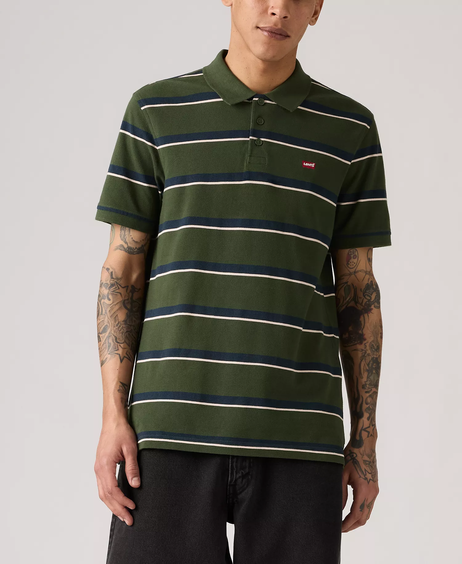 Men's House Mark Regular-Fit Short-Sleeve Polo Shirt - Stripe duffel - 2XL