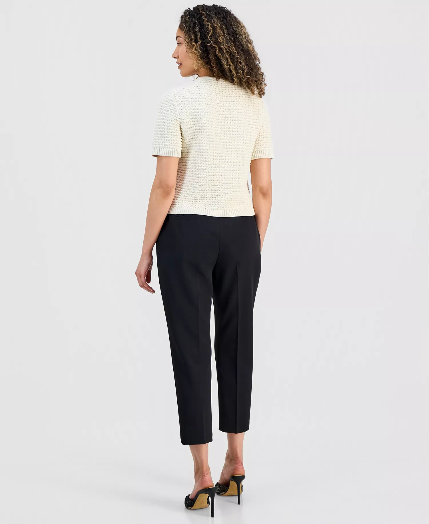 Women's Slim Cropped Trousers, Exclusively at Macy's - Deep Black - 0
