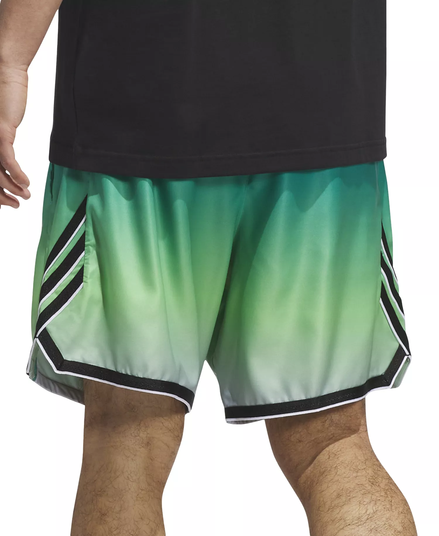 Men's Faded 3-Stripes Logo Shorts - Lime/teal - 2XL