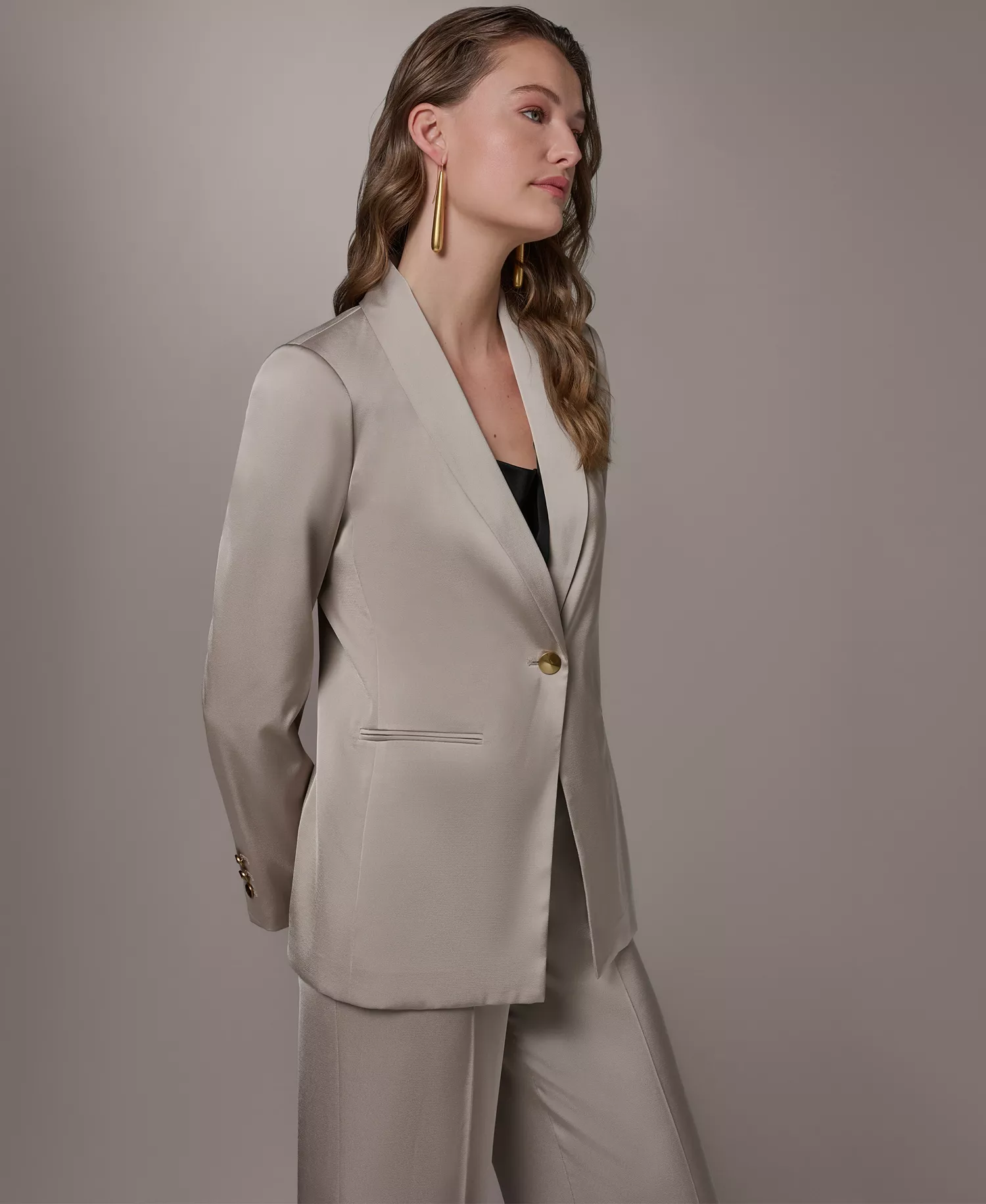 Women's One-Button Blazer and Wide-Leg Pants - Turin - 0