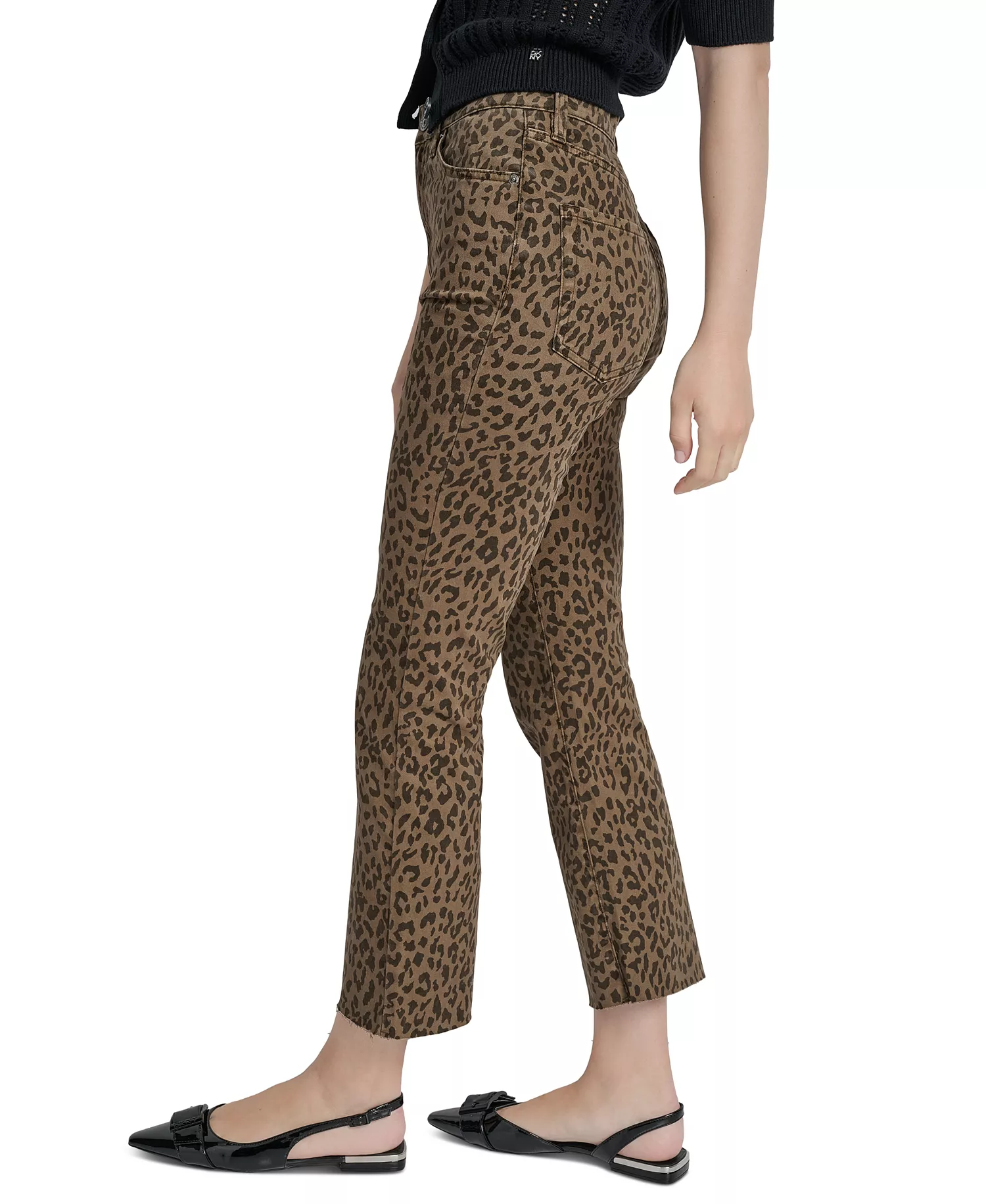 Women's Animal Print High Rise Cropped Flare Jeans - Nkz - Dk Earth Leopard Prt - 24