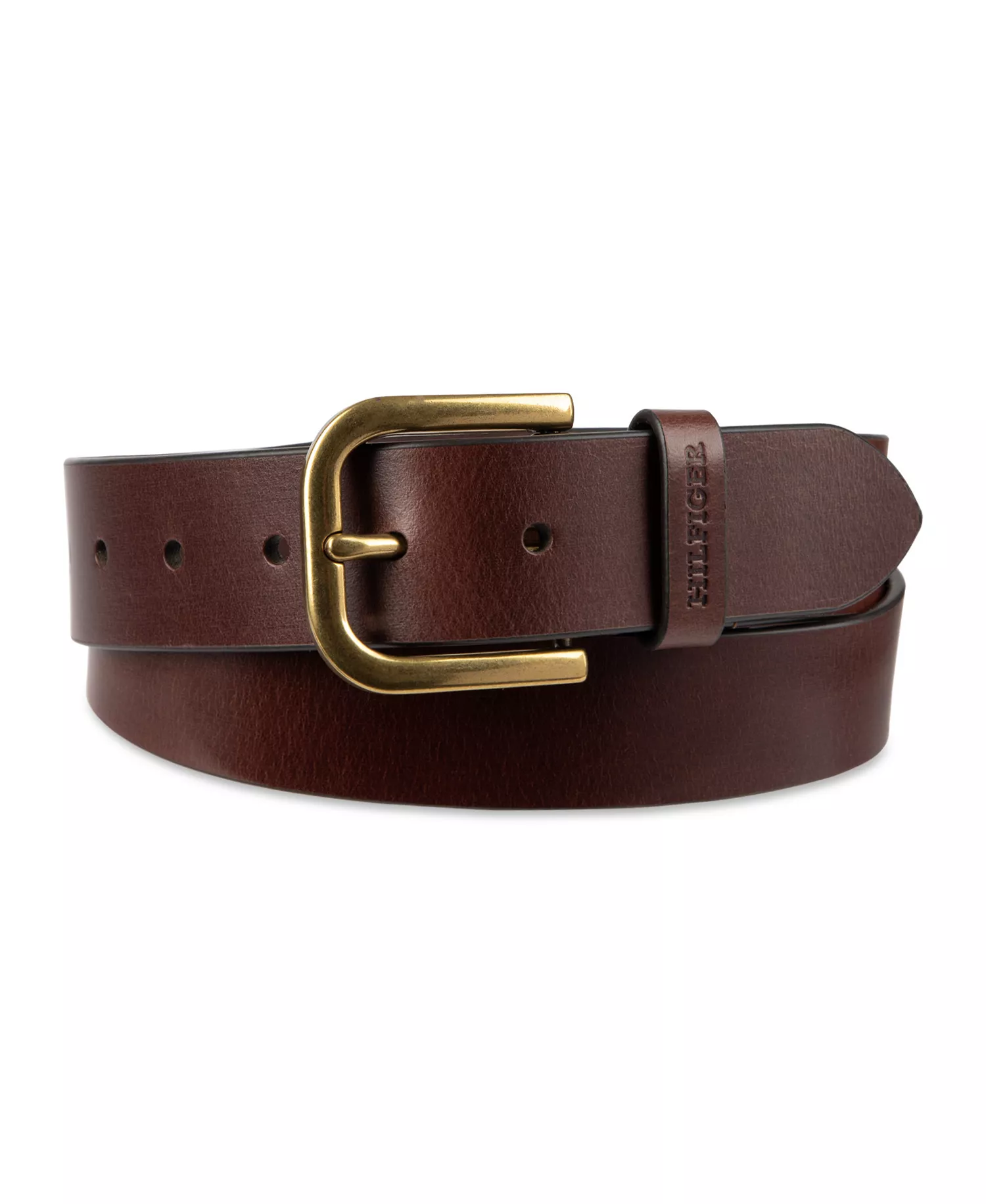 Men's Genuine Leather Raw Edge Casual Jean Belt - Chocolate - L (38-40)