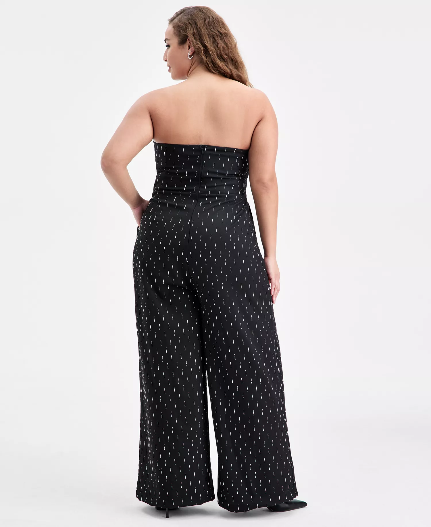Trendy Plus Size Embellished Strapless Jumpsuit, Macy's Exclusive - Black - 0X