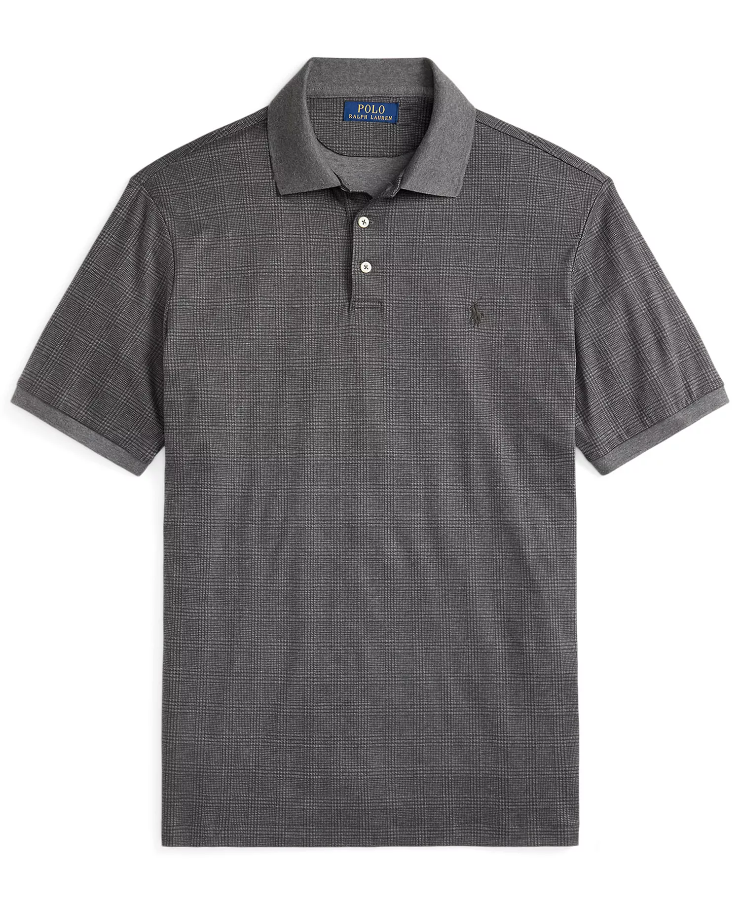 Men's Glen Plaid Polo Shirt - Med Flannel Heather - 2XL