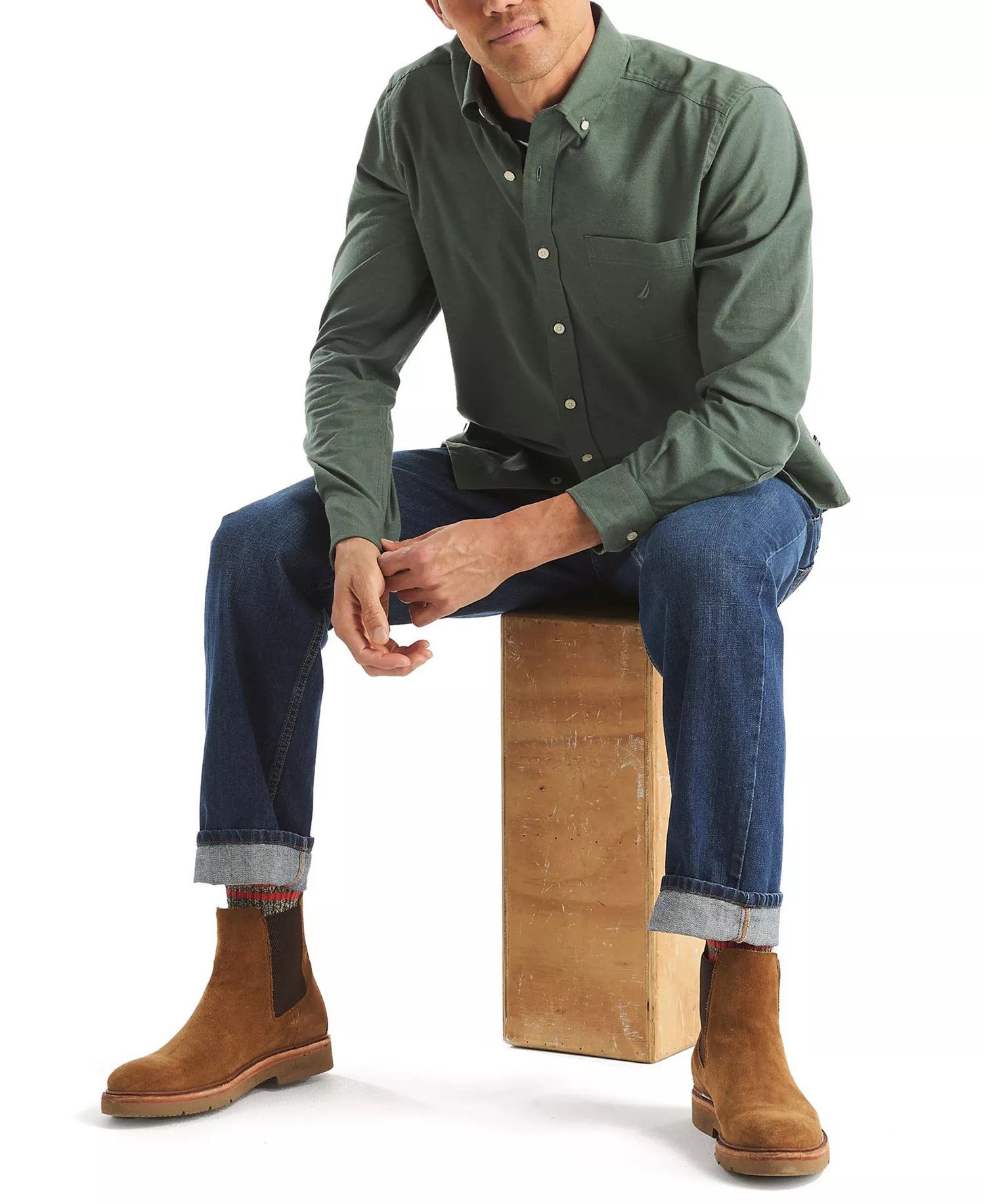 Men's Solid Long-Sleeve Oxford Shirt - Deep Forest - 2XL