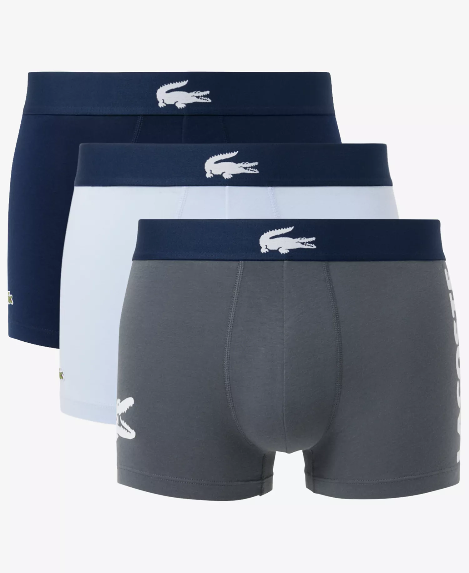 Men's Cotton Stretch Large-Crocodile Logo Trunks, 3-Pack - 0Iv_flagstone/white - L