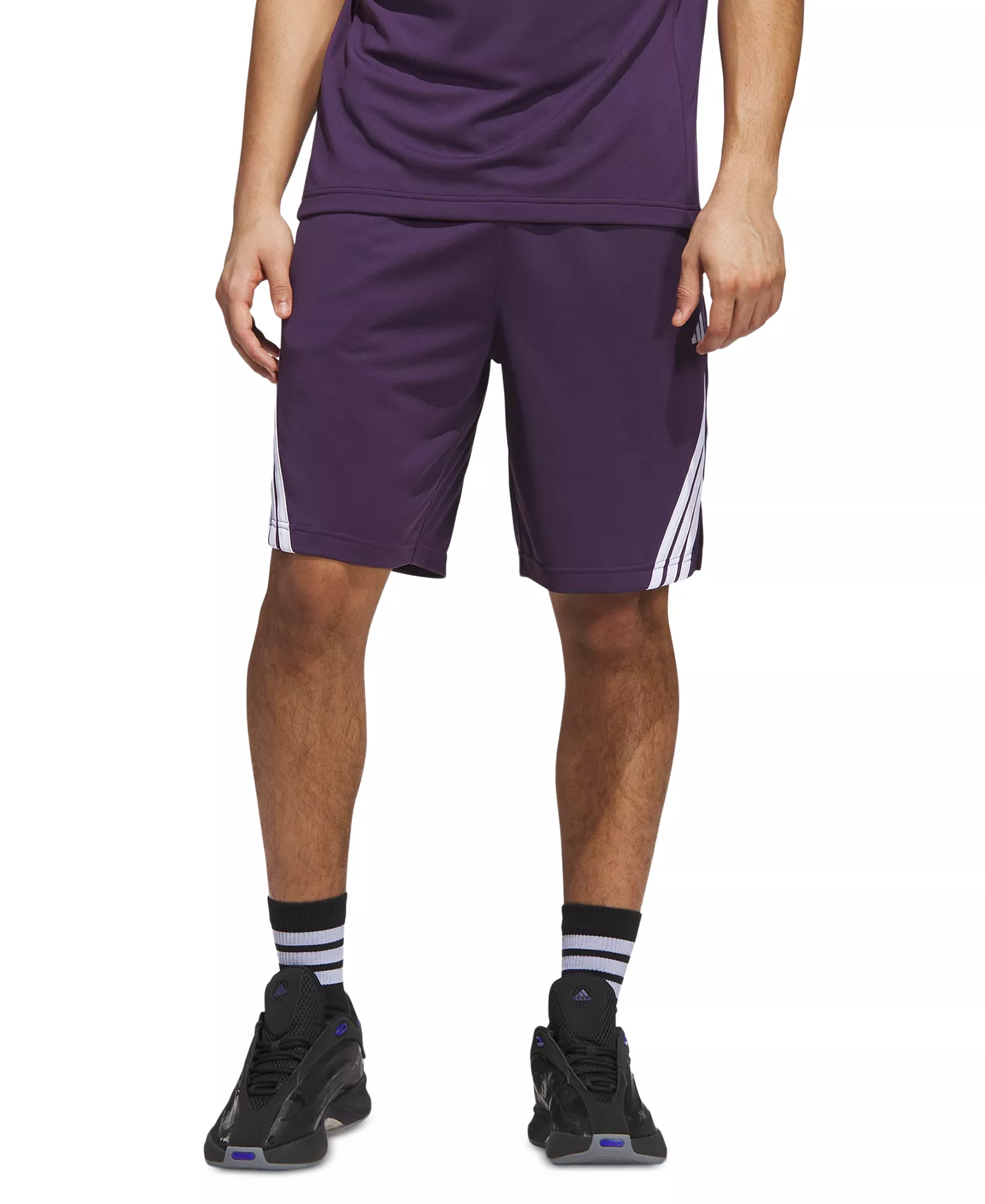 Men's Three-Stripes Legends Basketball 9" Shorts - Aurora Plum/White - 2XL