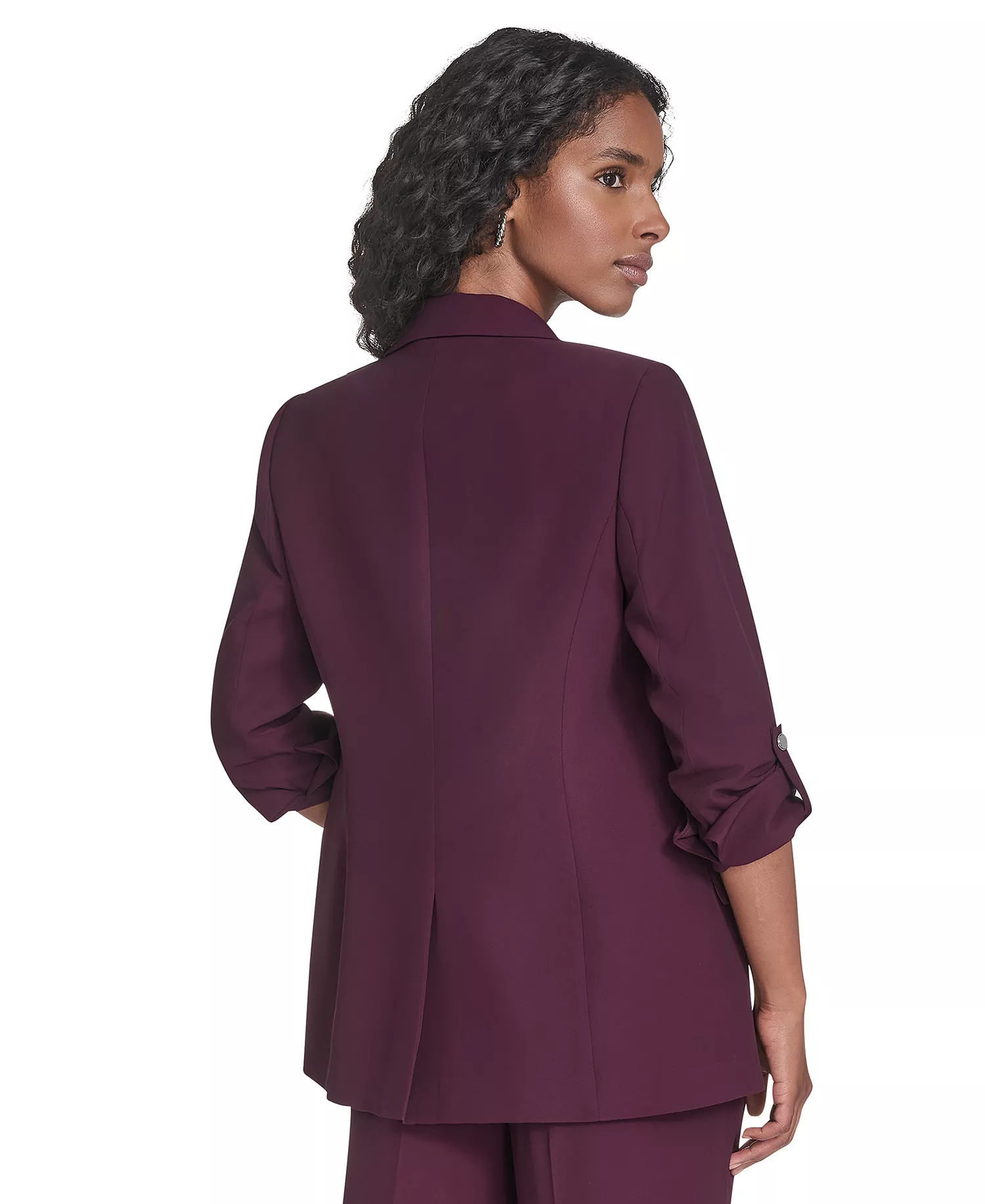 Women's Two-Button Roll Tab Jacket - Aubergine - 0