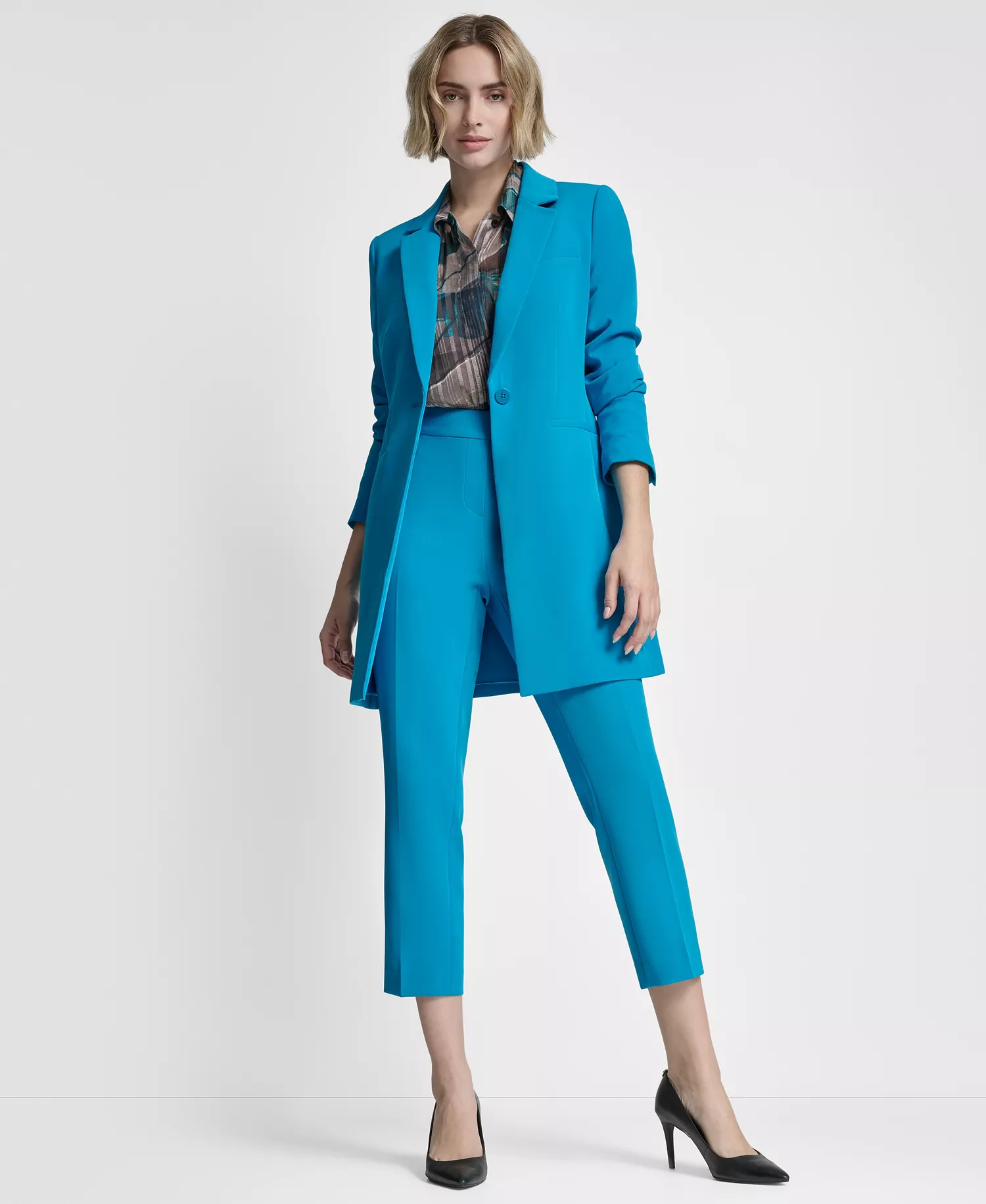 Women's One-Button Topper Jacket - Ocean Blue - 10