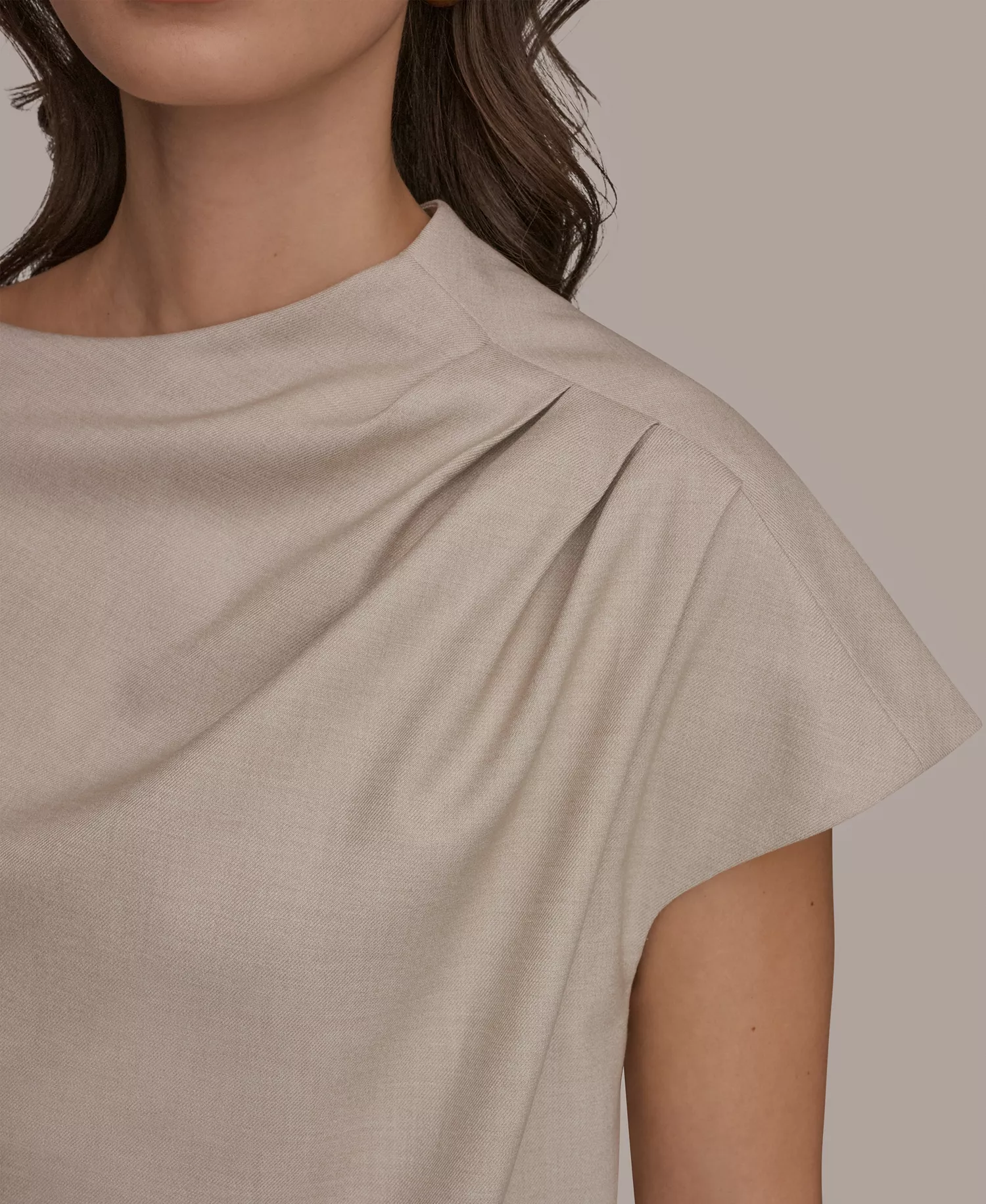 Women's Draped Neck Top - Tuscan Grey - L